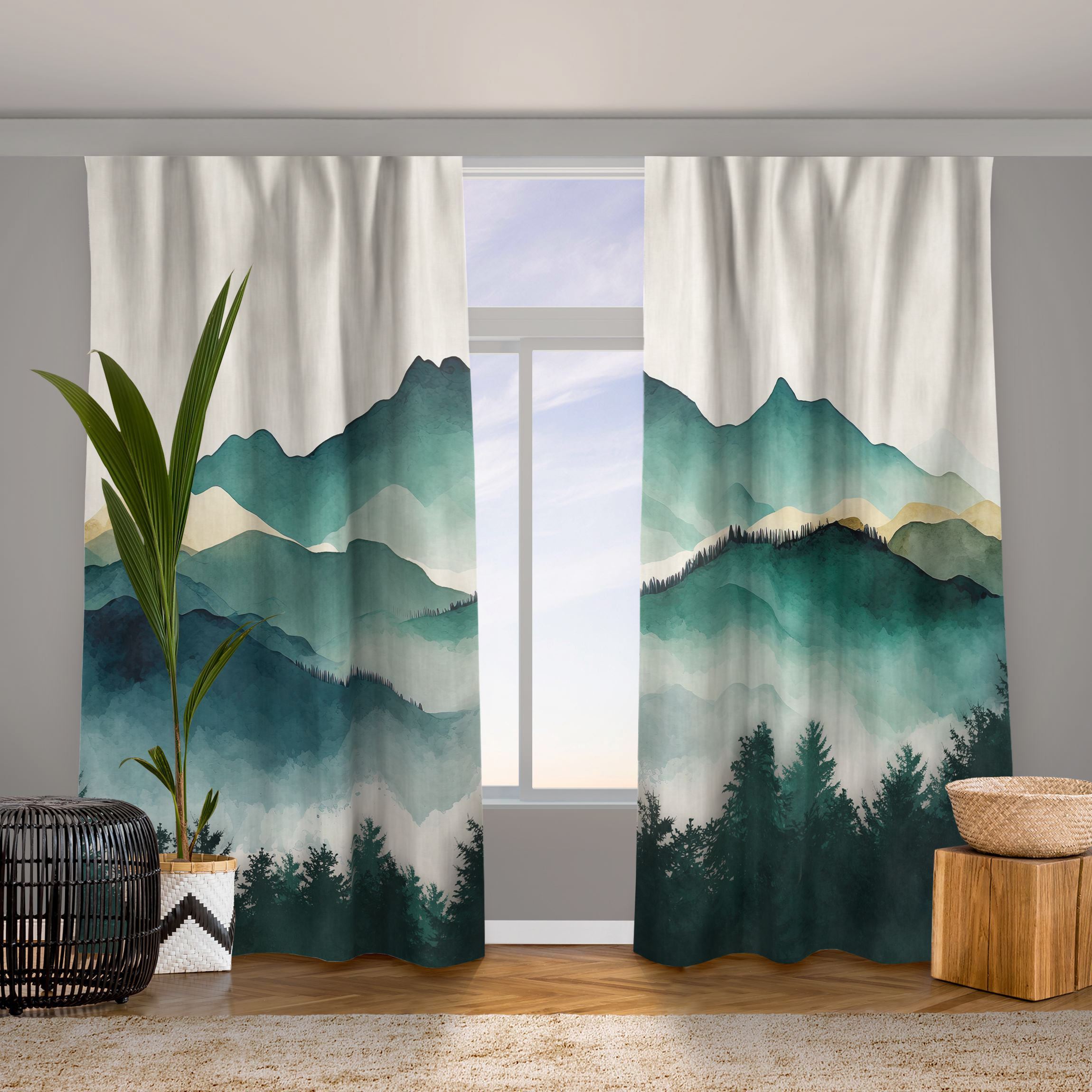 Vorhang Aquarellierte Berglandschaft