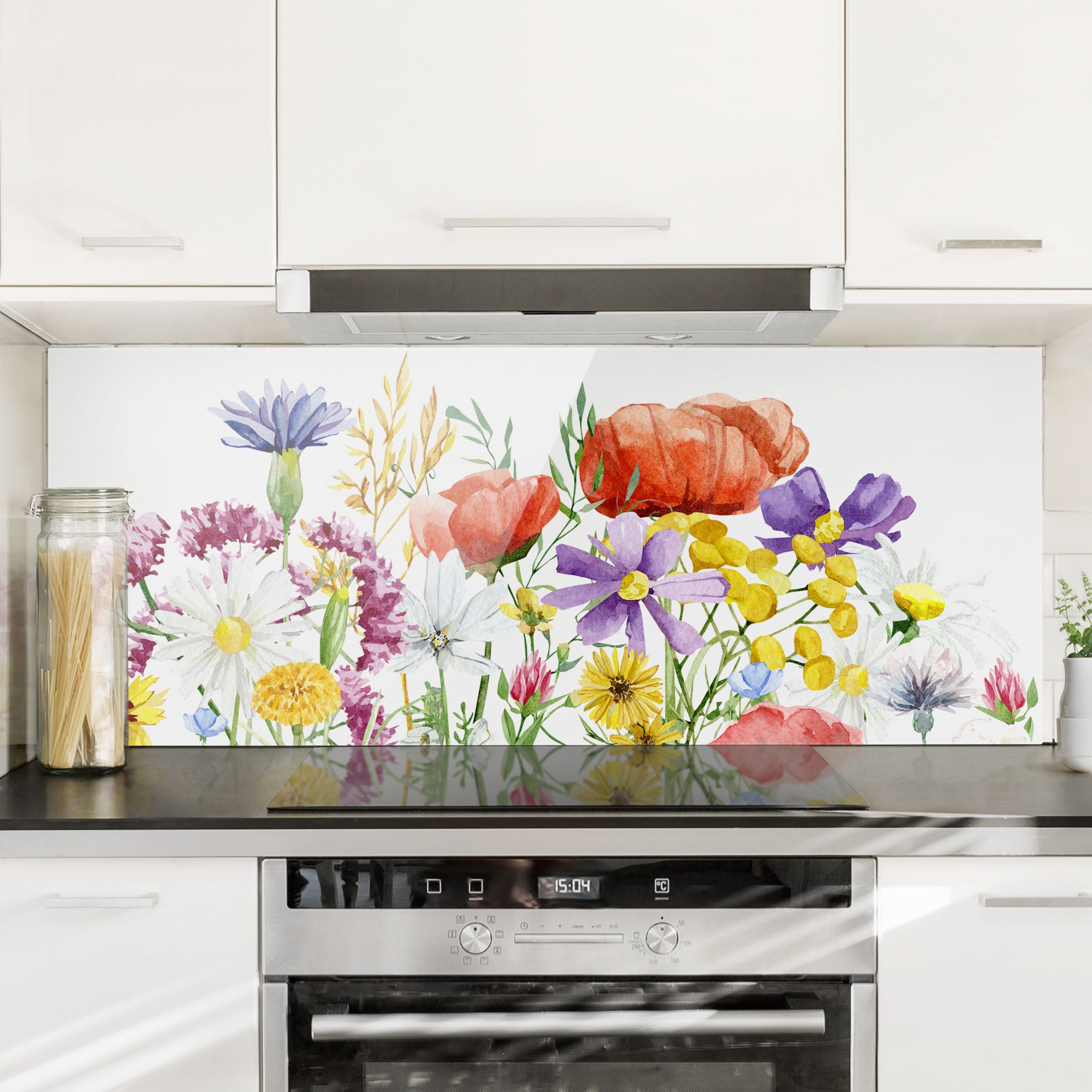 Spritzschutz Aquarellierte Blumen