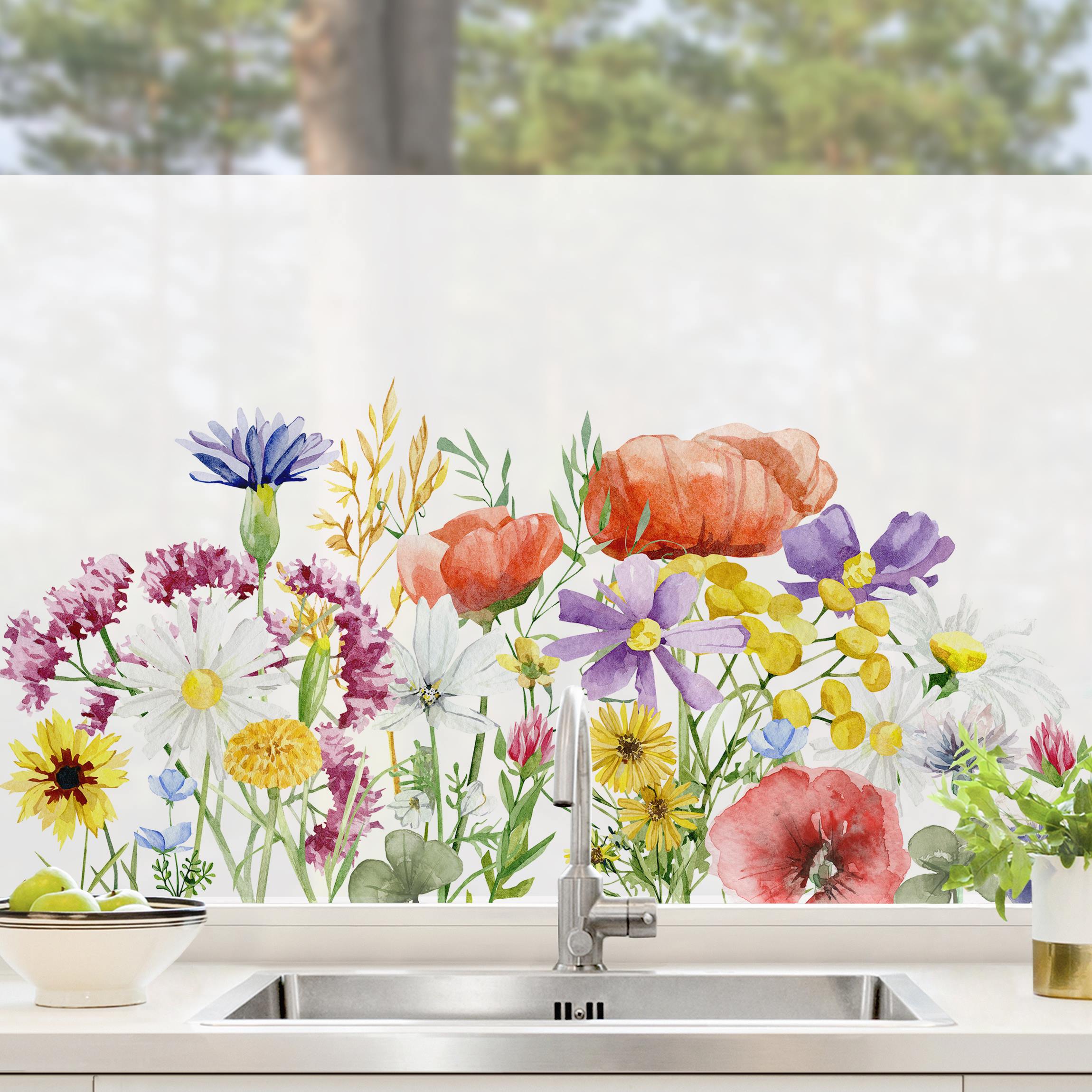 Fensterfolie Aquarellierte Blumen