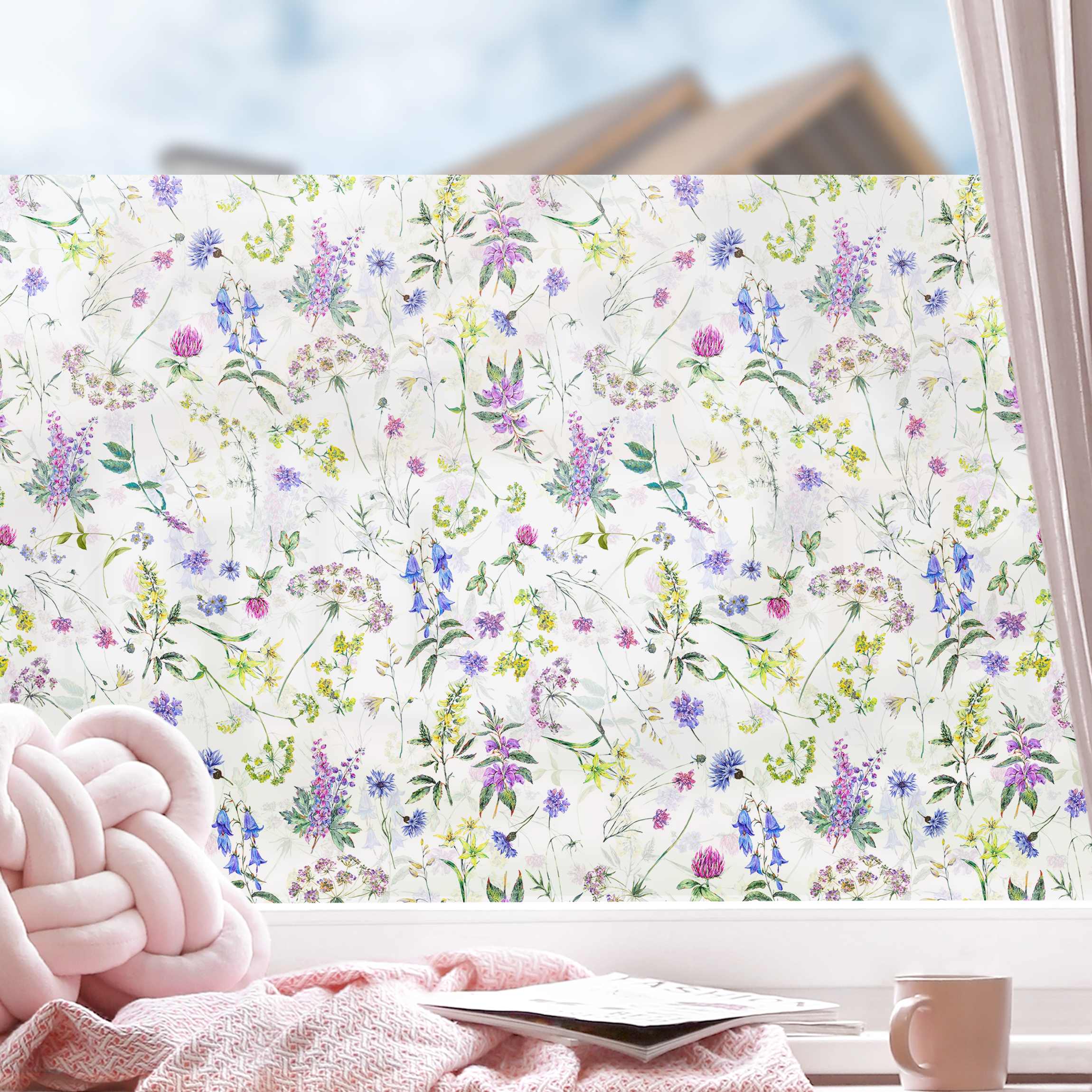 Fensterfolie Aquarellierte Wiesenblumen