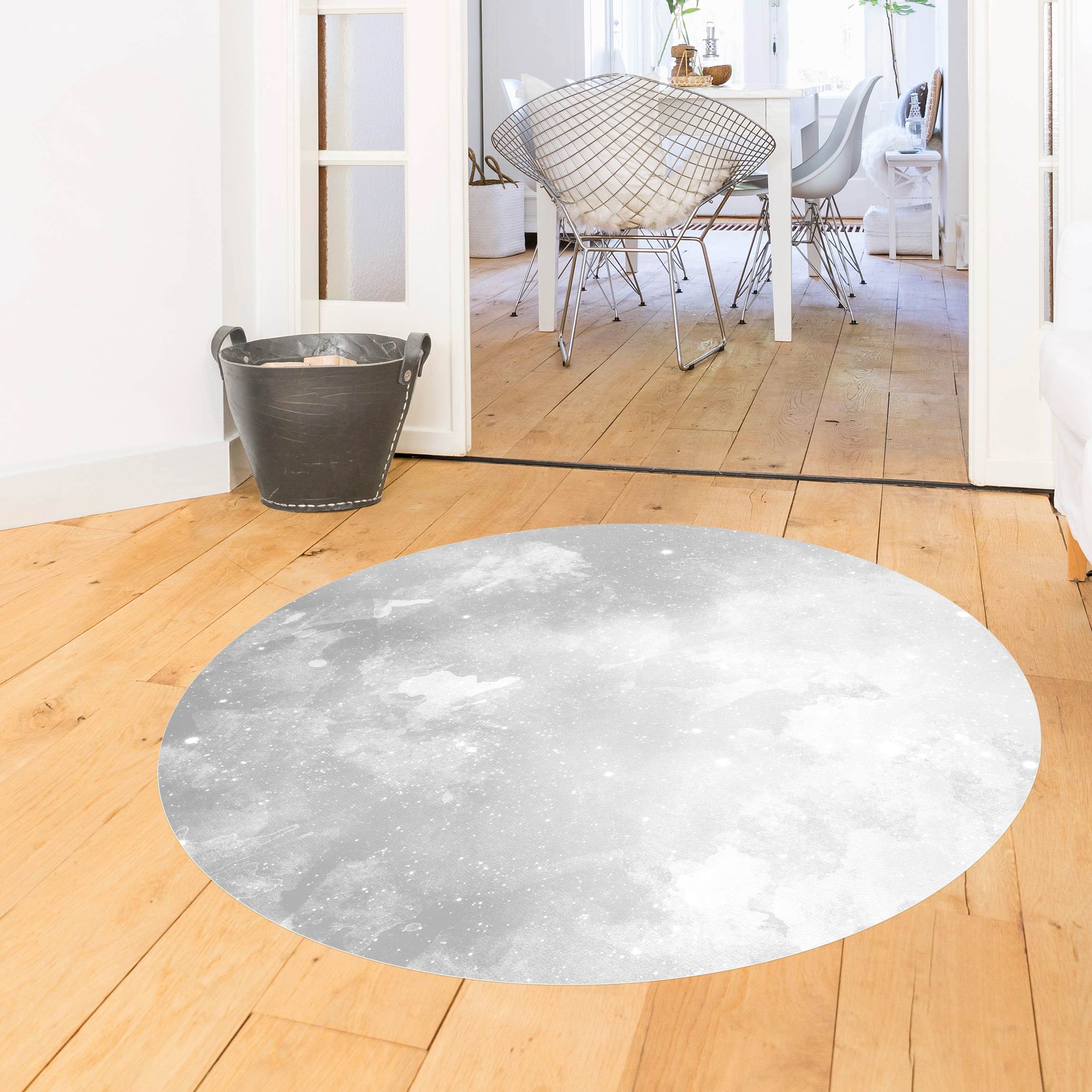 Runder Vinyl-Teppich Aquarellstruktur Graue Galaxie