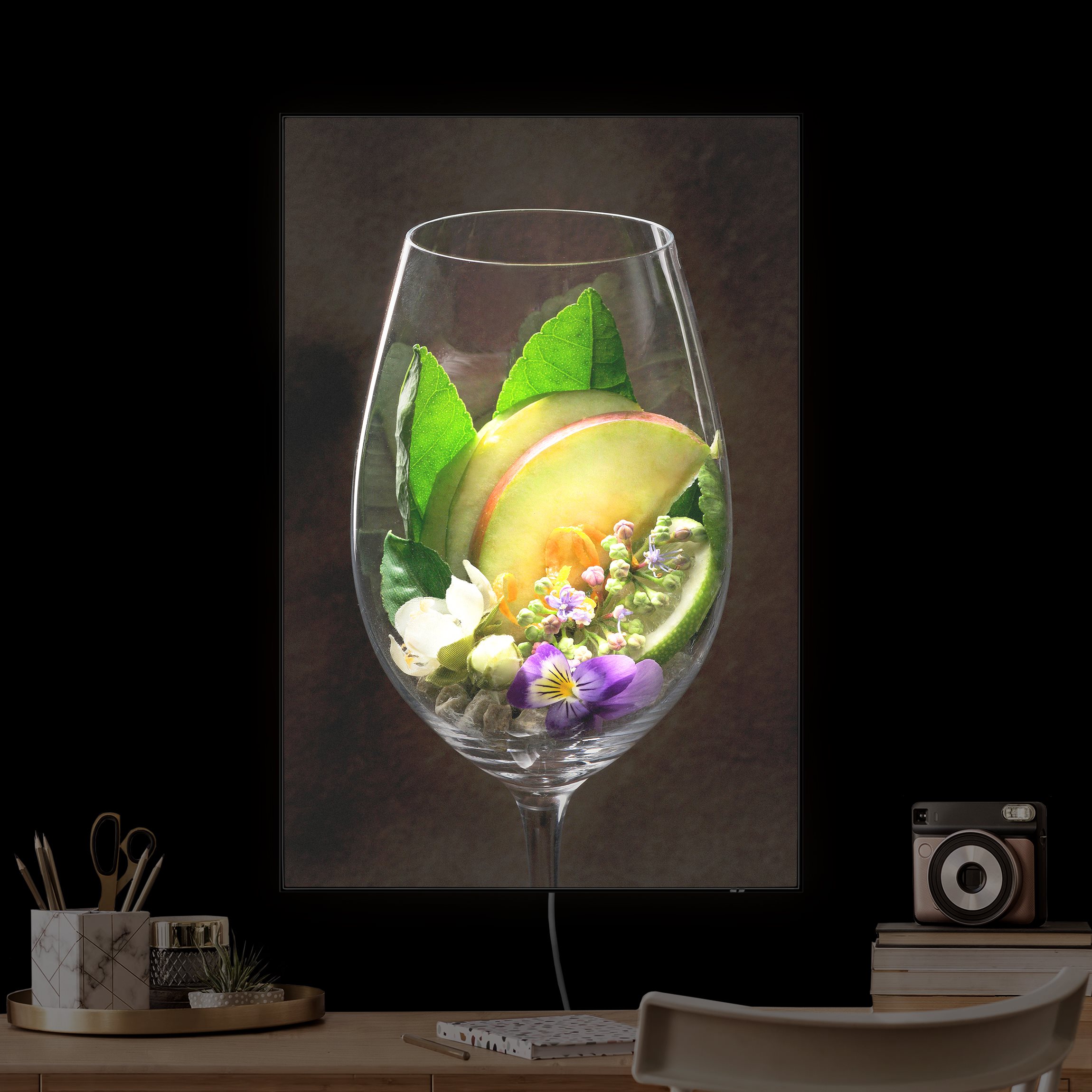 LED-Wechselbild Aromen im Weinglas Apfel