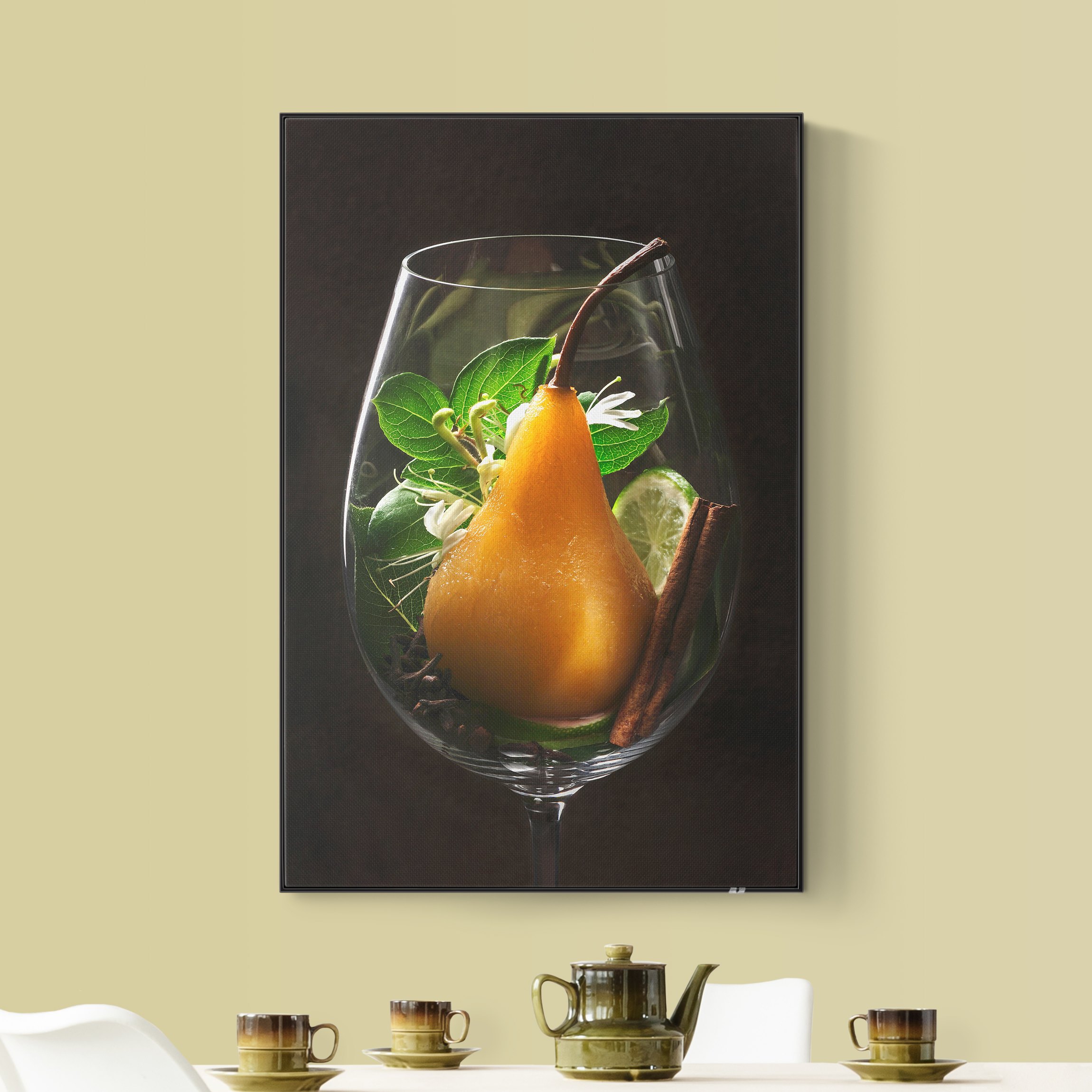 Akustik-Wechselbild Aromen im Weinglas Birne