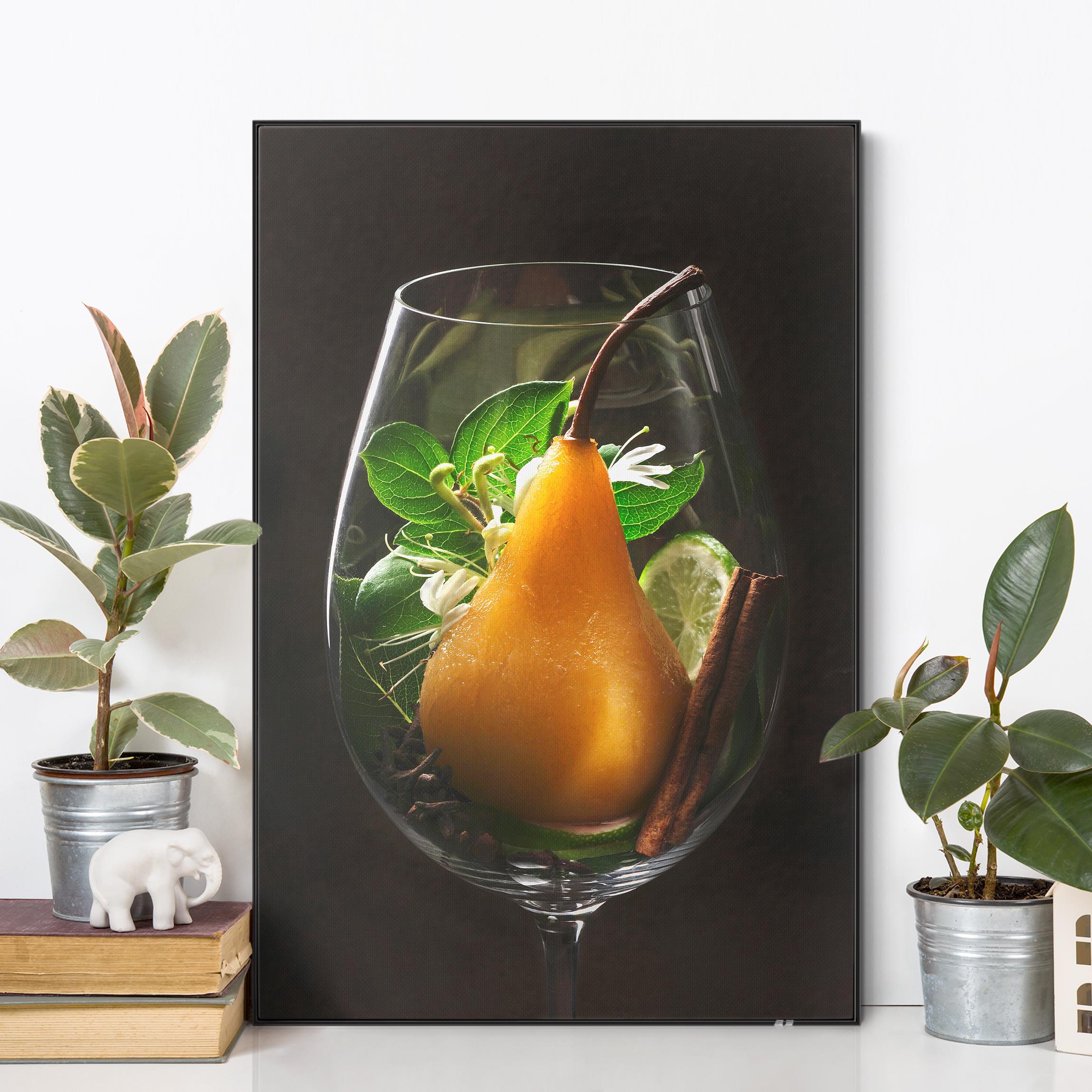 Wechselbild Aromen im Weinglas Birne