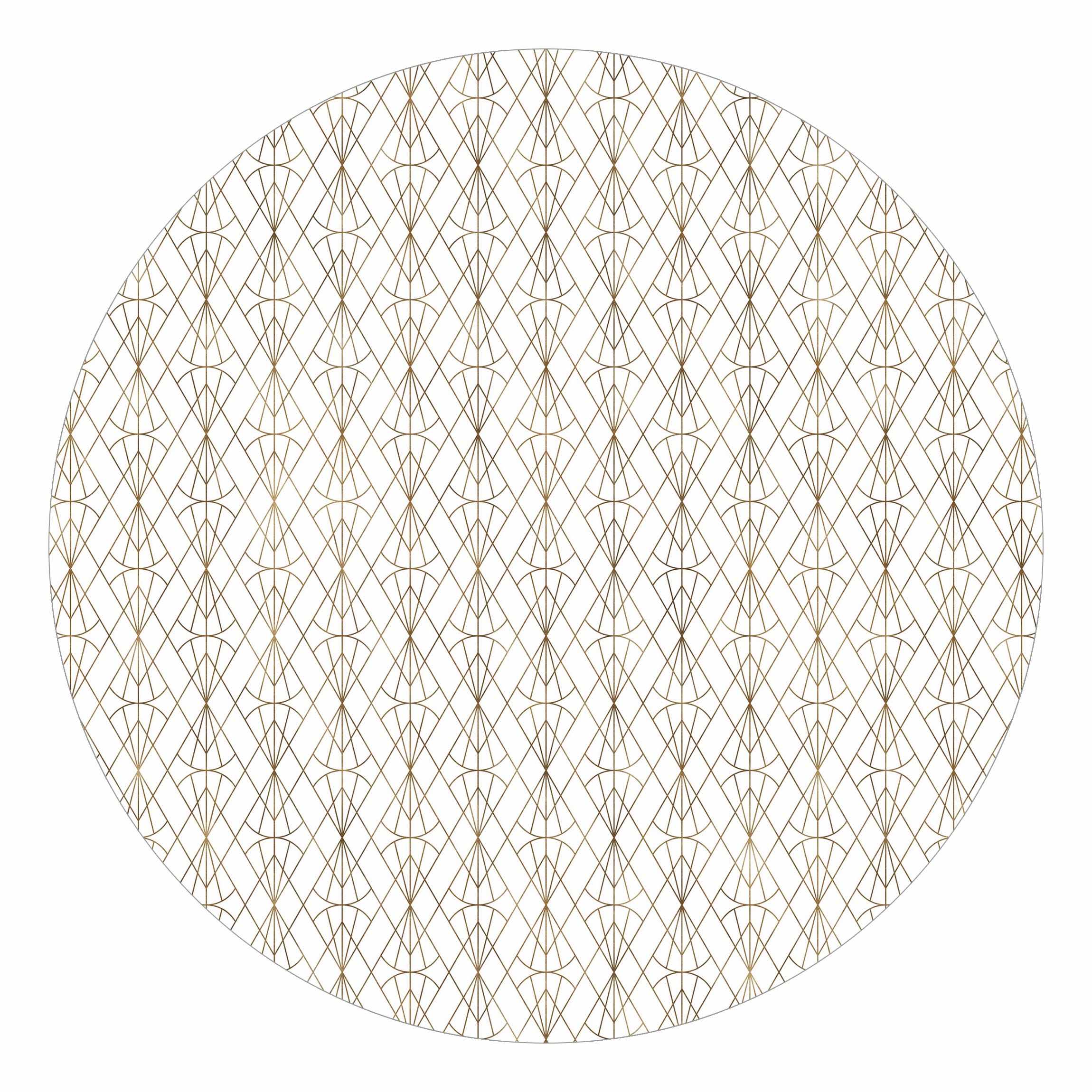 Runde Mustertapete Art Deco Diamant Muster in Gold XXL