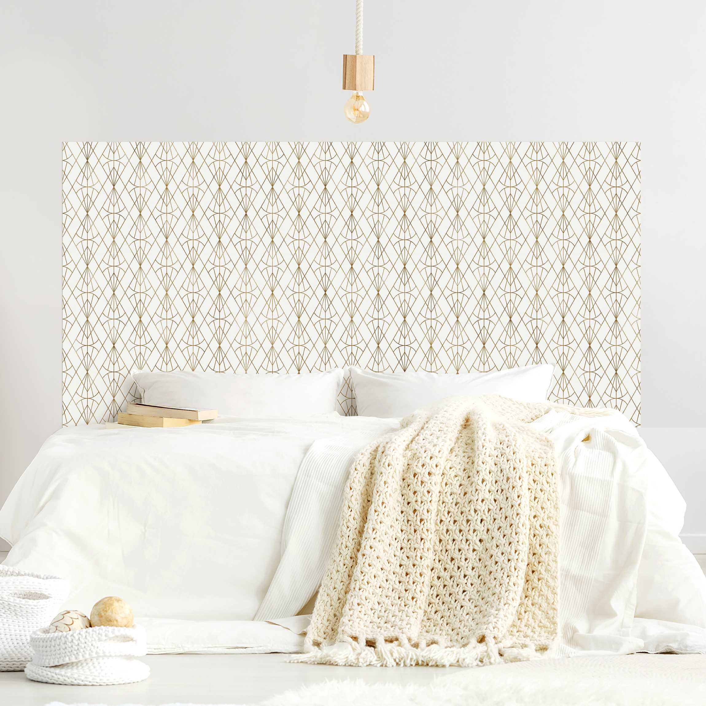 Kopfteil Bett Art Deco Diamant Muster in Gold XXL