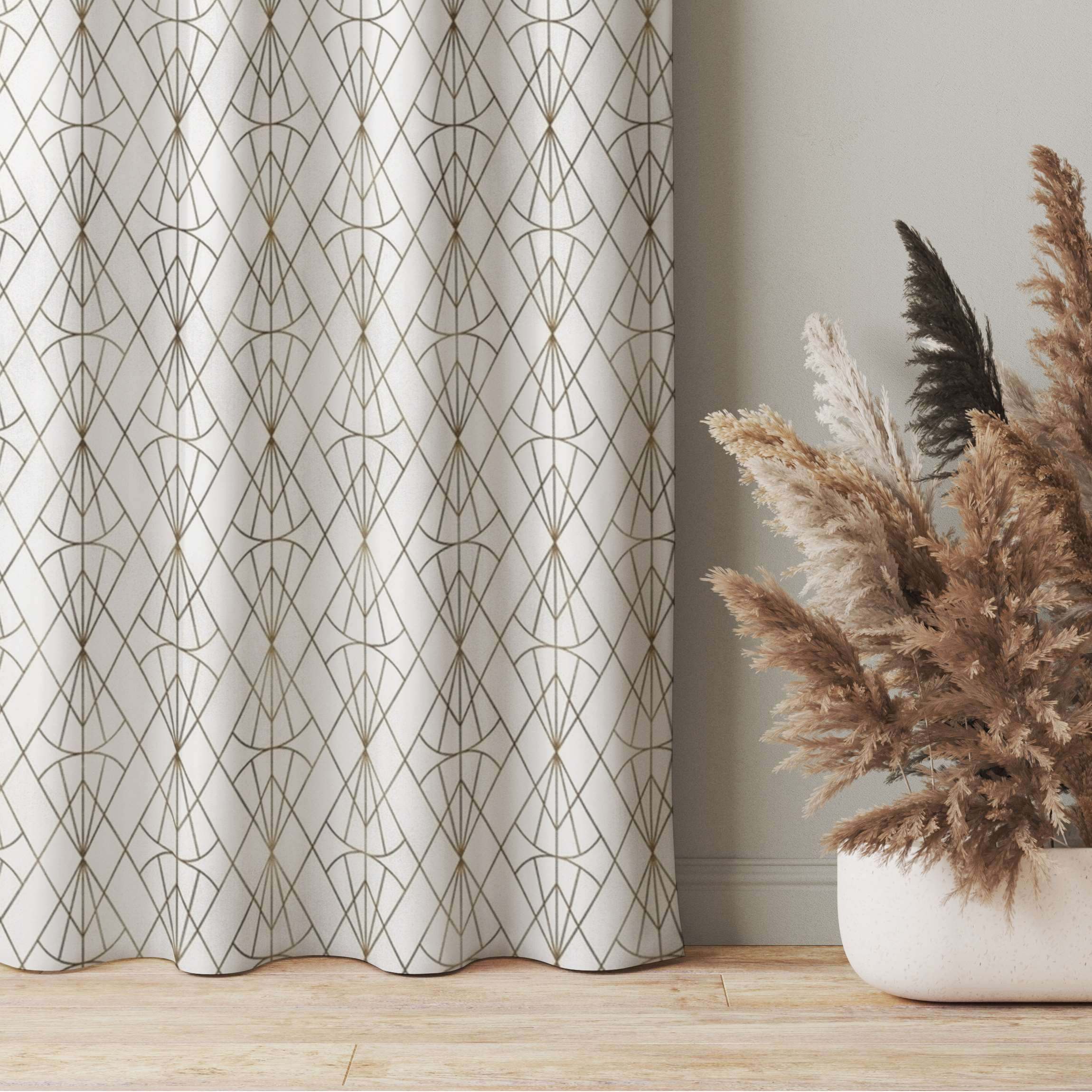 Vorhang Art Deco Diamant Muster in Gold XXL