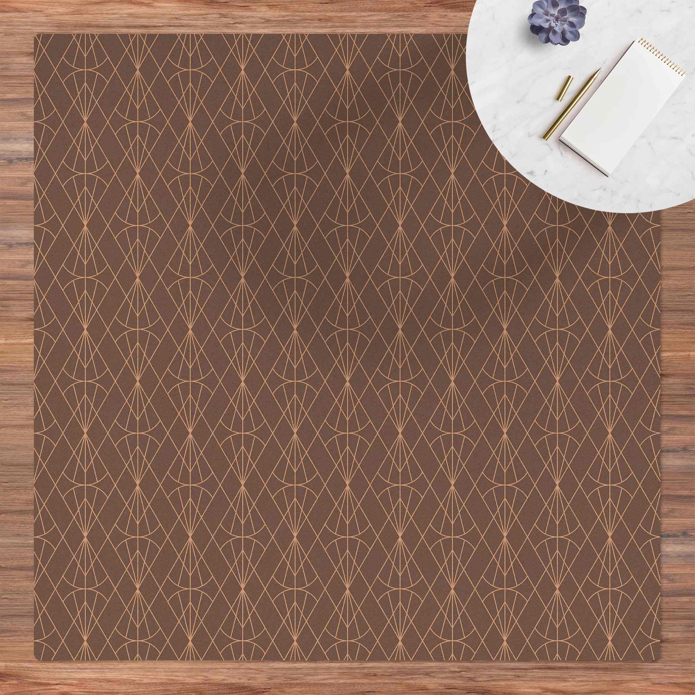 Kork-Teppich Art Deco Diamant Muster vor Grau XXL