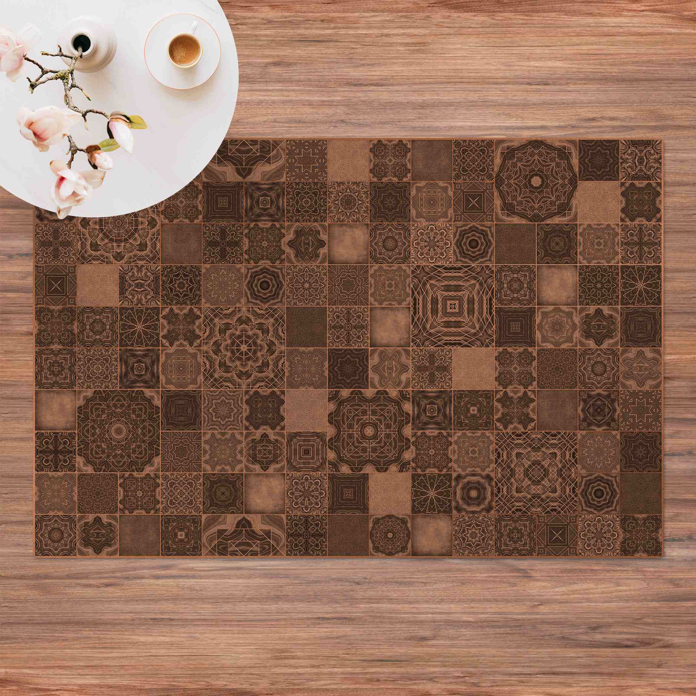 Kork-Teppich Art Deco Fliesen Grauer Marmor mit Goldschimmer