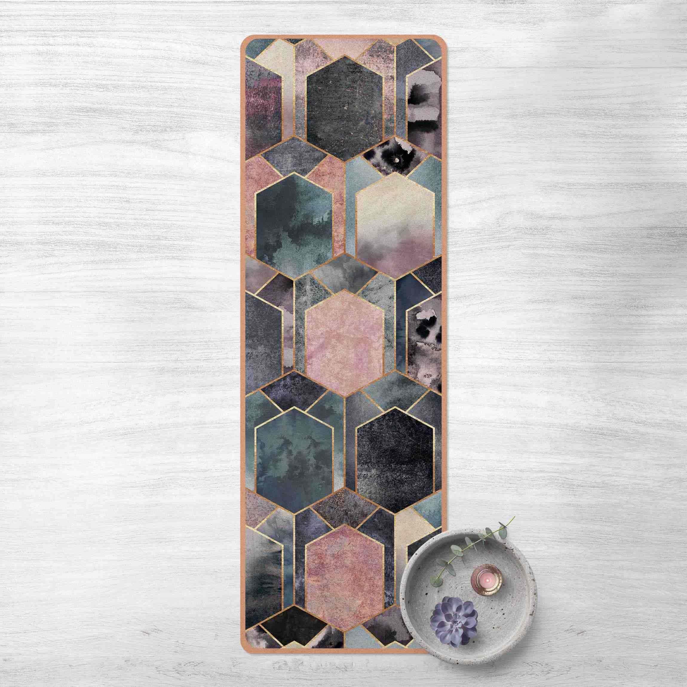 Yogamatte Kork Art Deco Marmor Gold