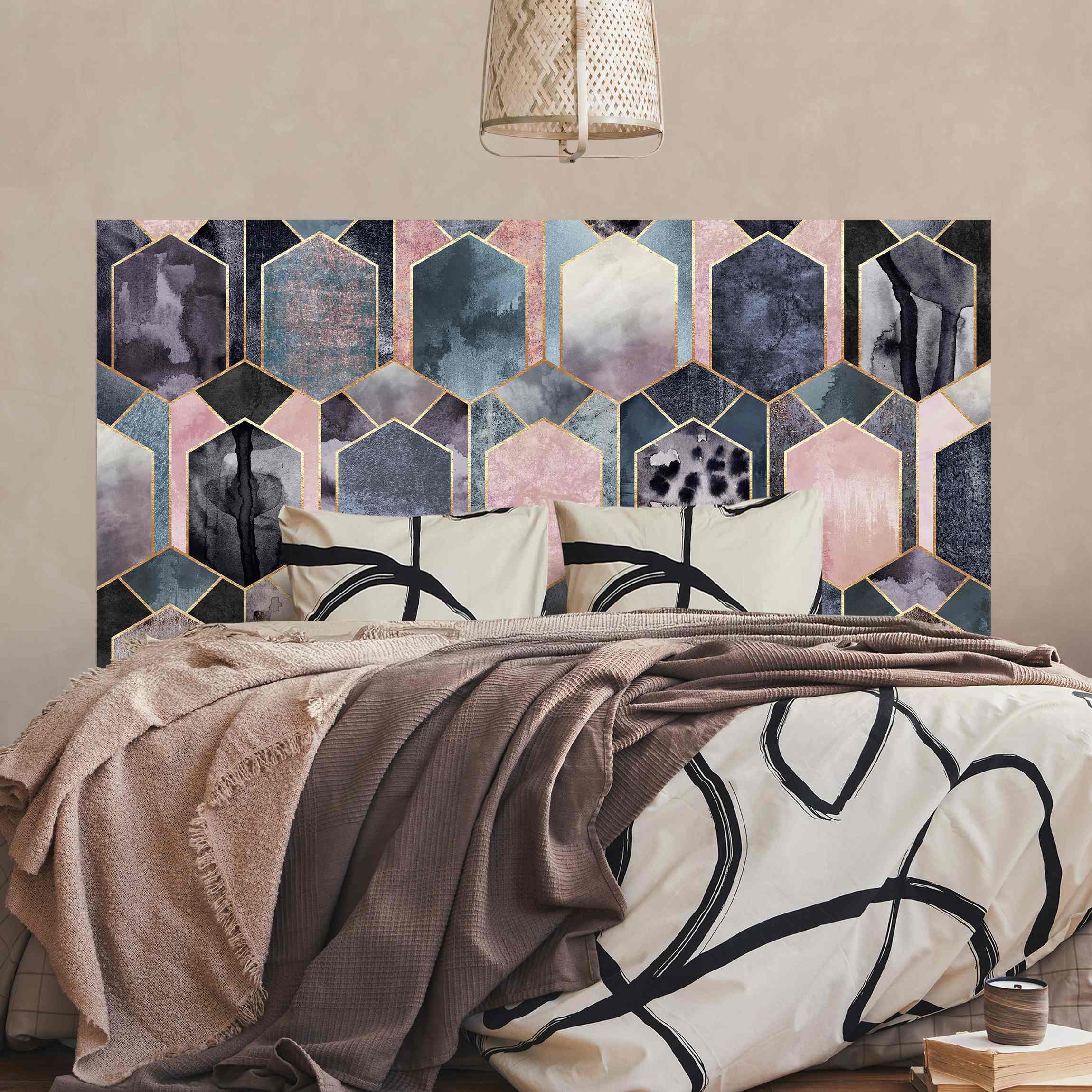 Kopfteil Bett Art Deco Marmor Gold