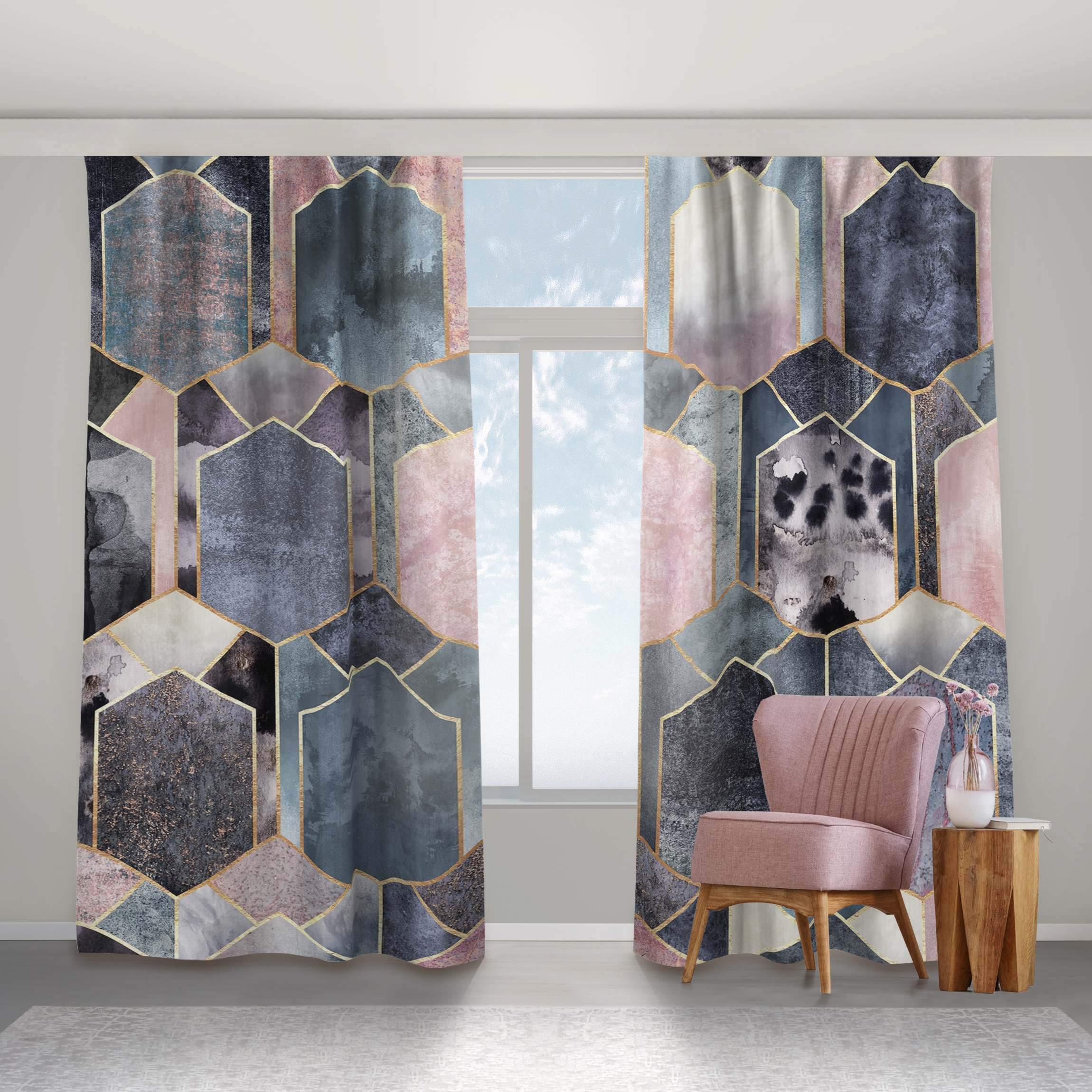 Vorhang Art Deco Marmor Gold
