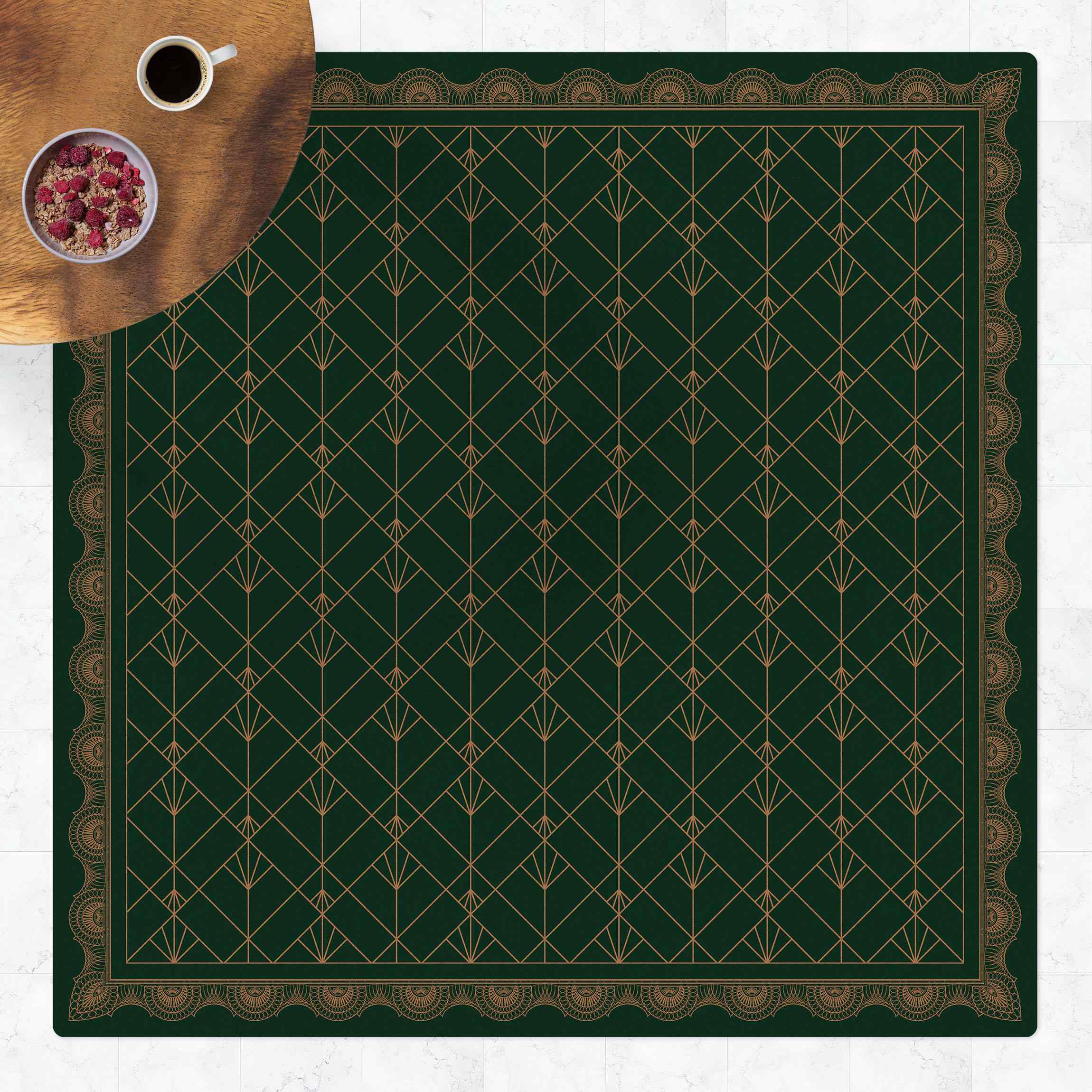 Kork-Teppich Art Deco Palme mit Bordüre