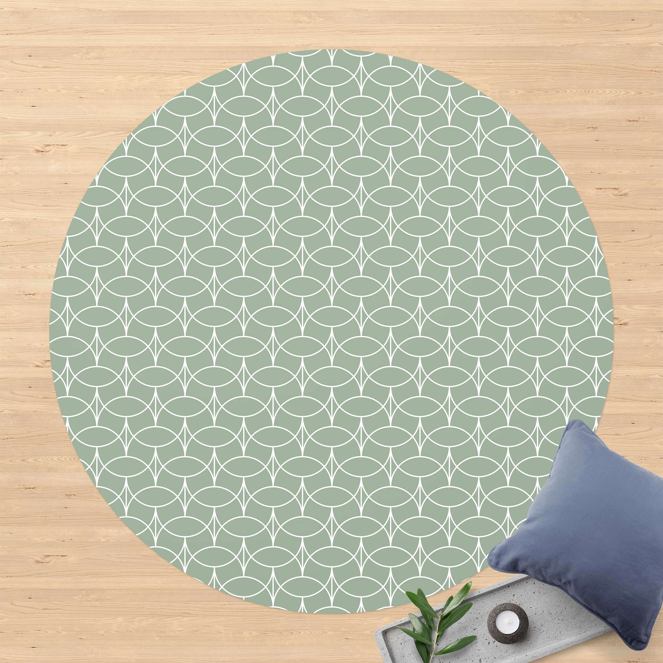Runder Vinyl-Teppich Art Deco Wellenbrecher Muster