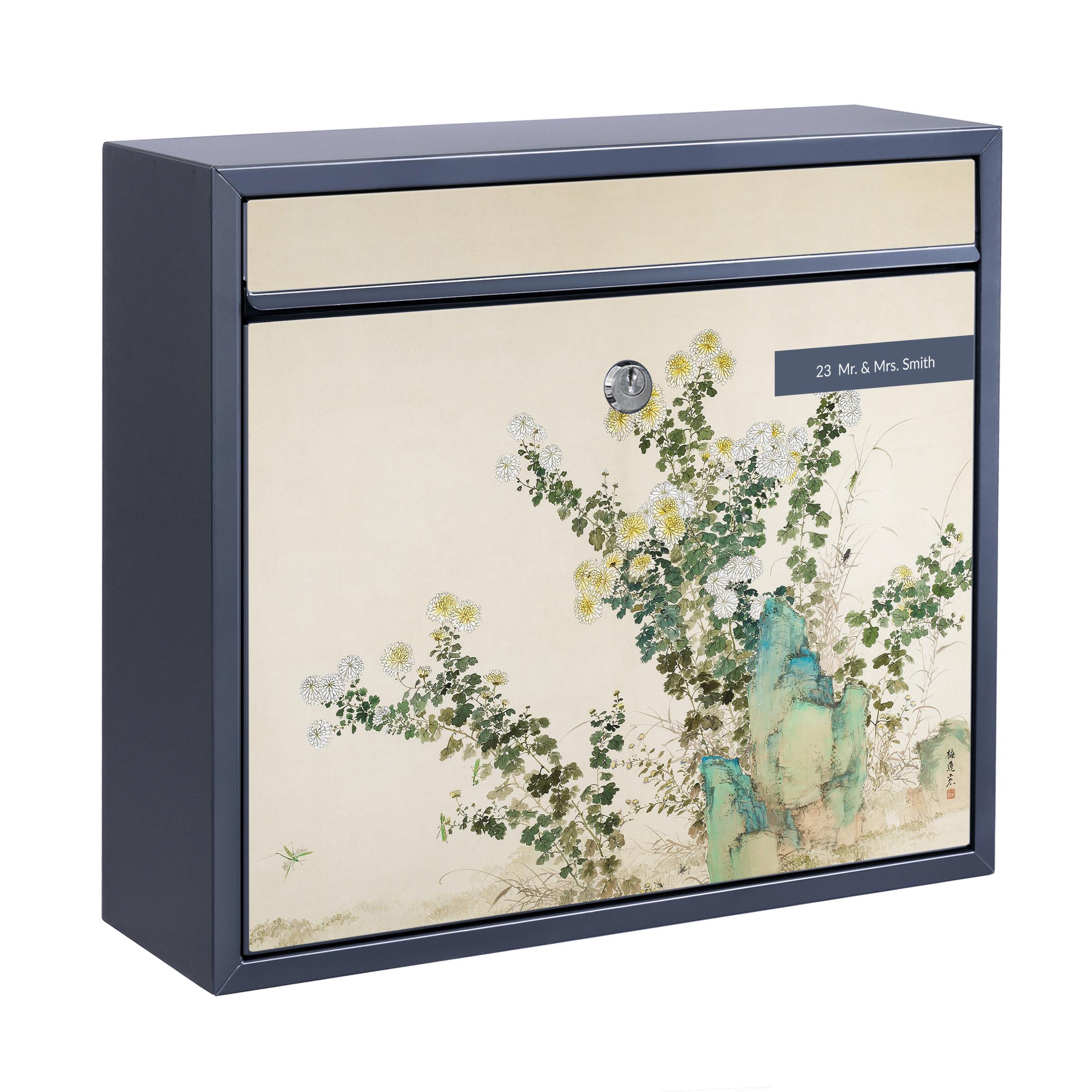 Briefkasten mit eigenem Text Asiatische Zeichnung - Blumen