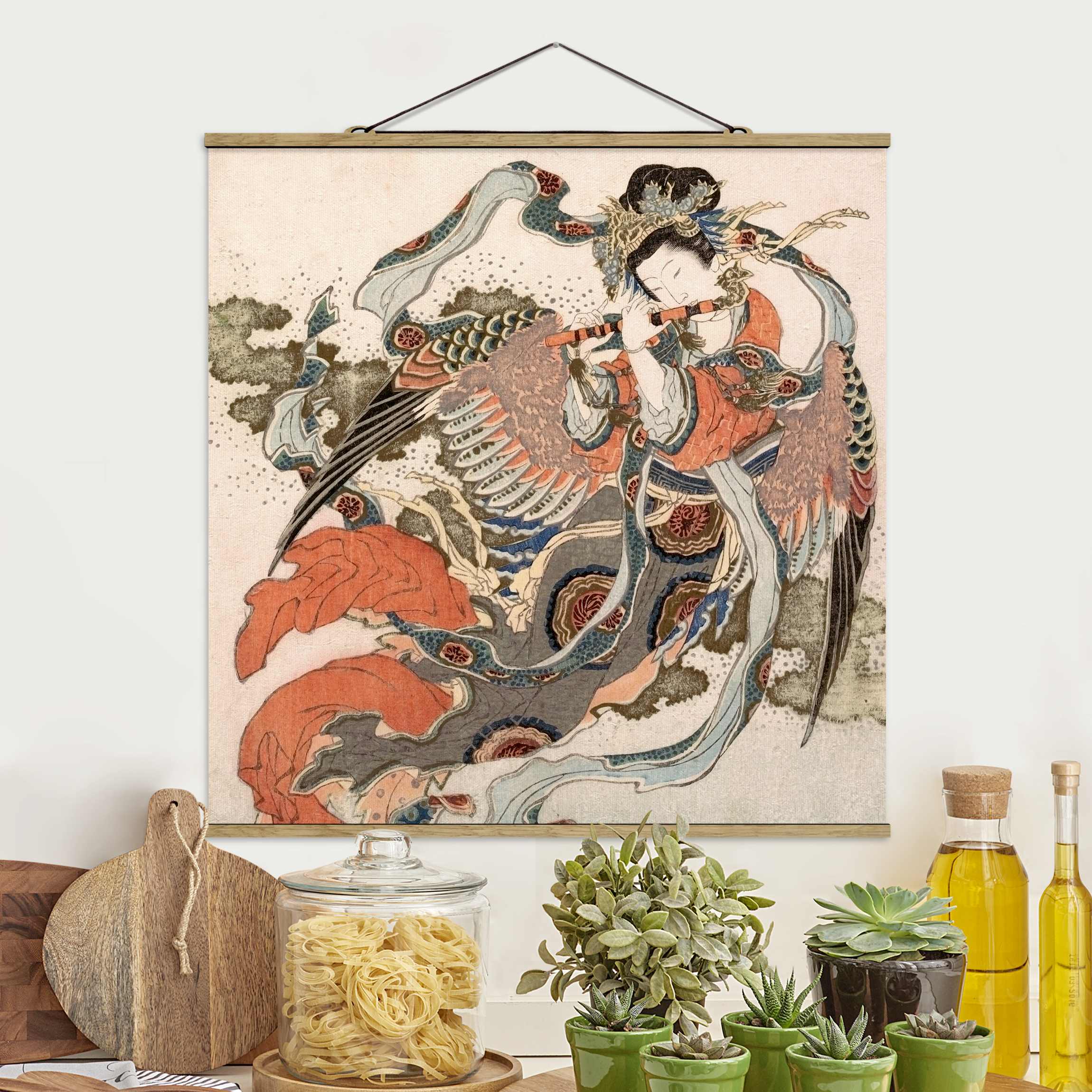 Stoffbild mit Posterleisten Asiatischer Engel