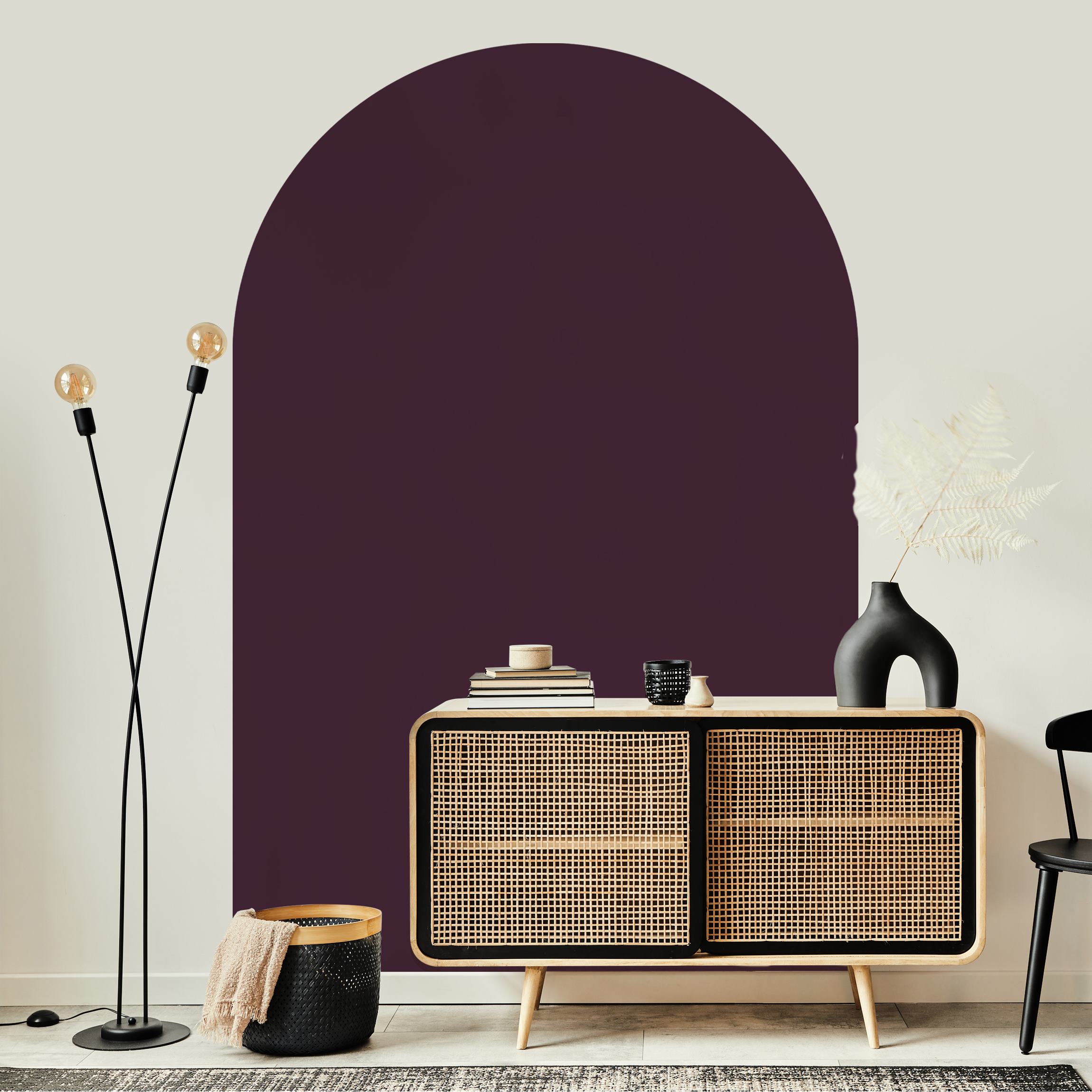 Rundbogen Tapete Aubergine