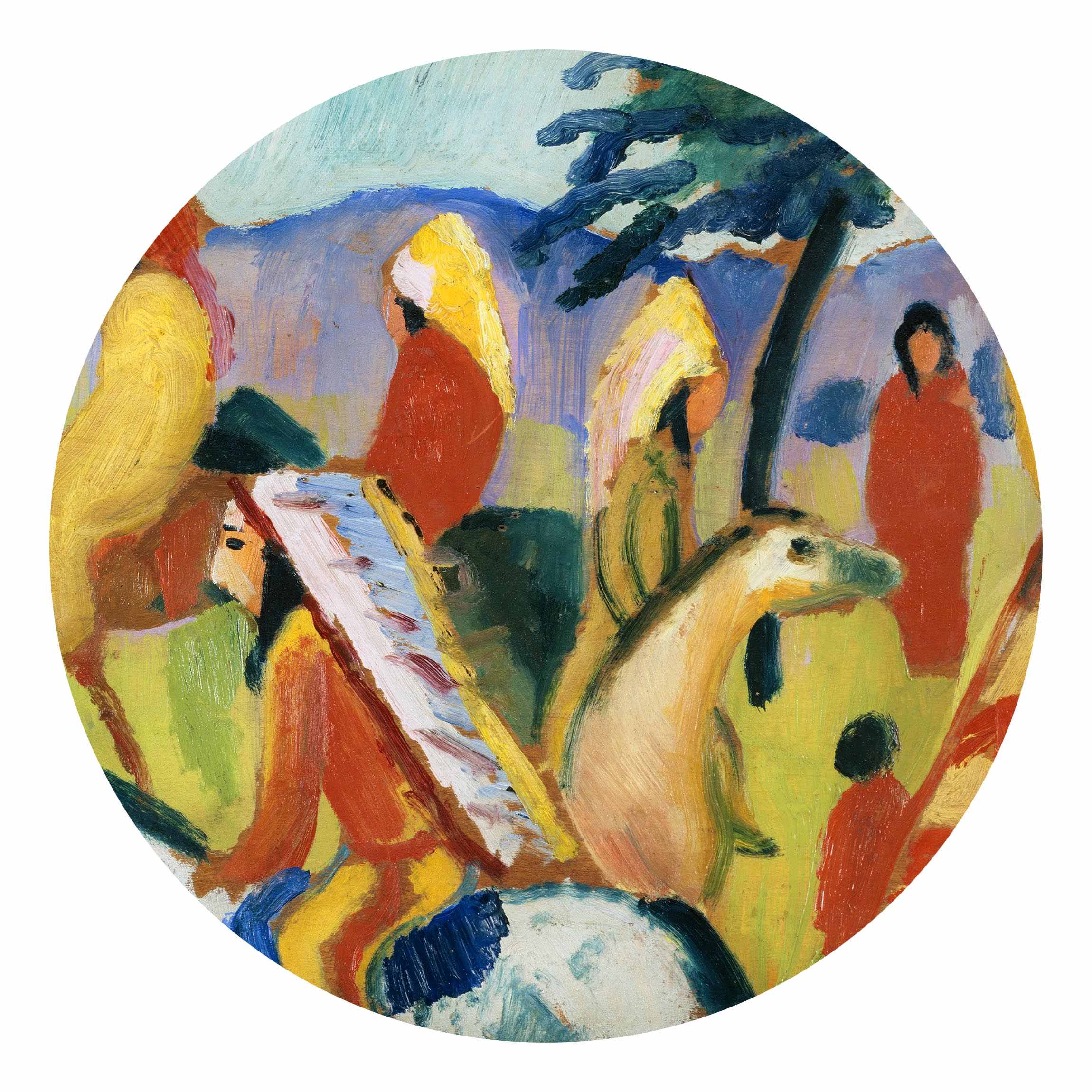 Runde Fototapete August Macke - Reitende Indianer beim Zelt