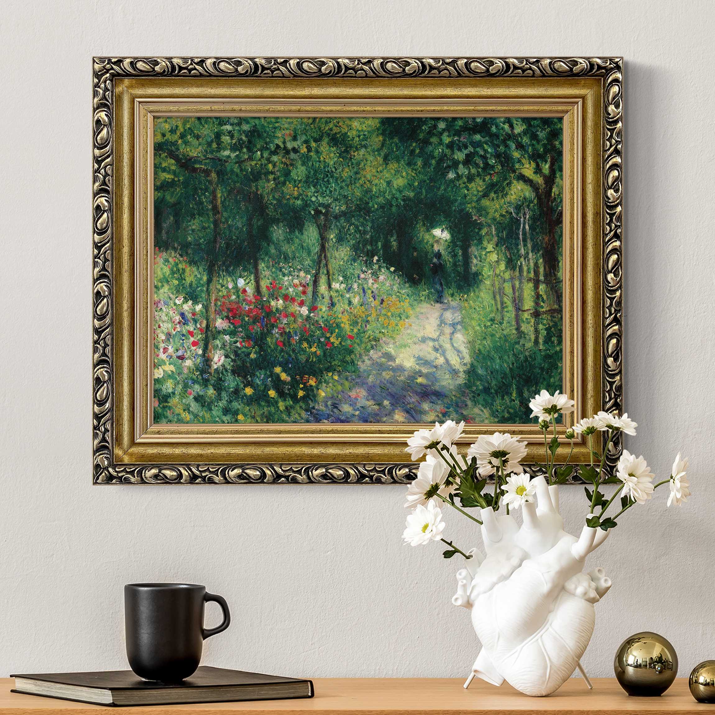 Leinwandbild mit Barockrahmen Auguste Renoir - Frauen im Garten