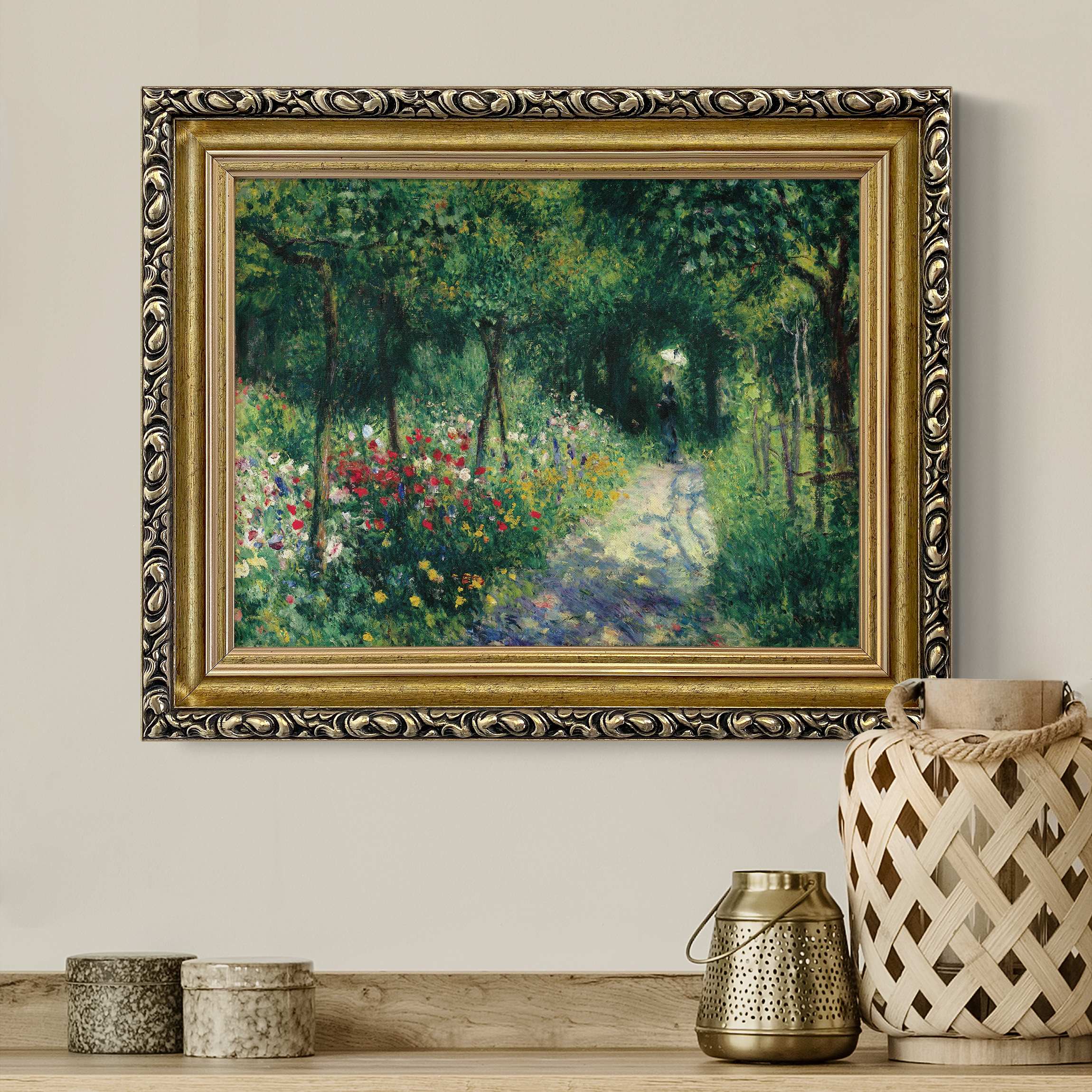 Leinwandbild in Barockrahmen Auguste Renoir - Frauen im Garten