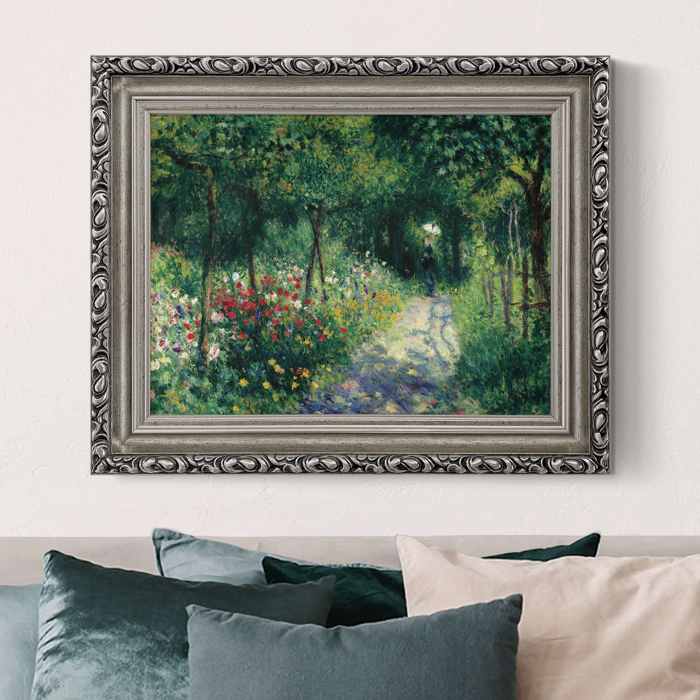 Leinwandbild mit Barockrahmen Auguste Renoir - Frauen im Garten