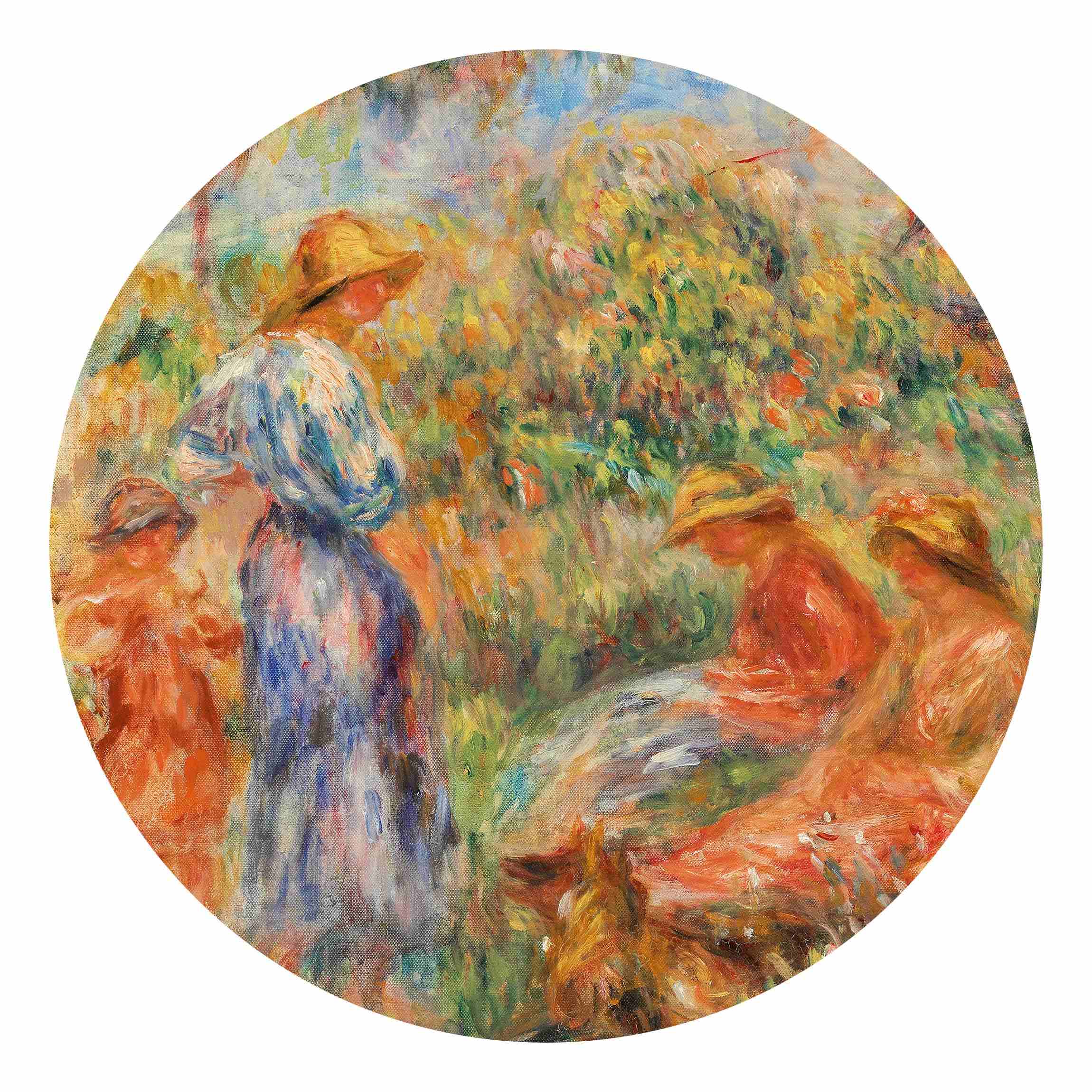 Runde Fototapete Auguste Renoir - Landschaft mit Frauen und Kind