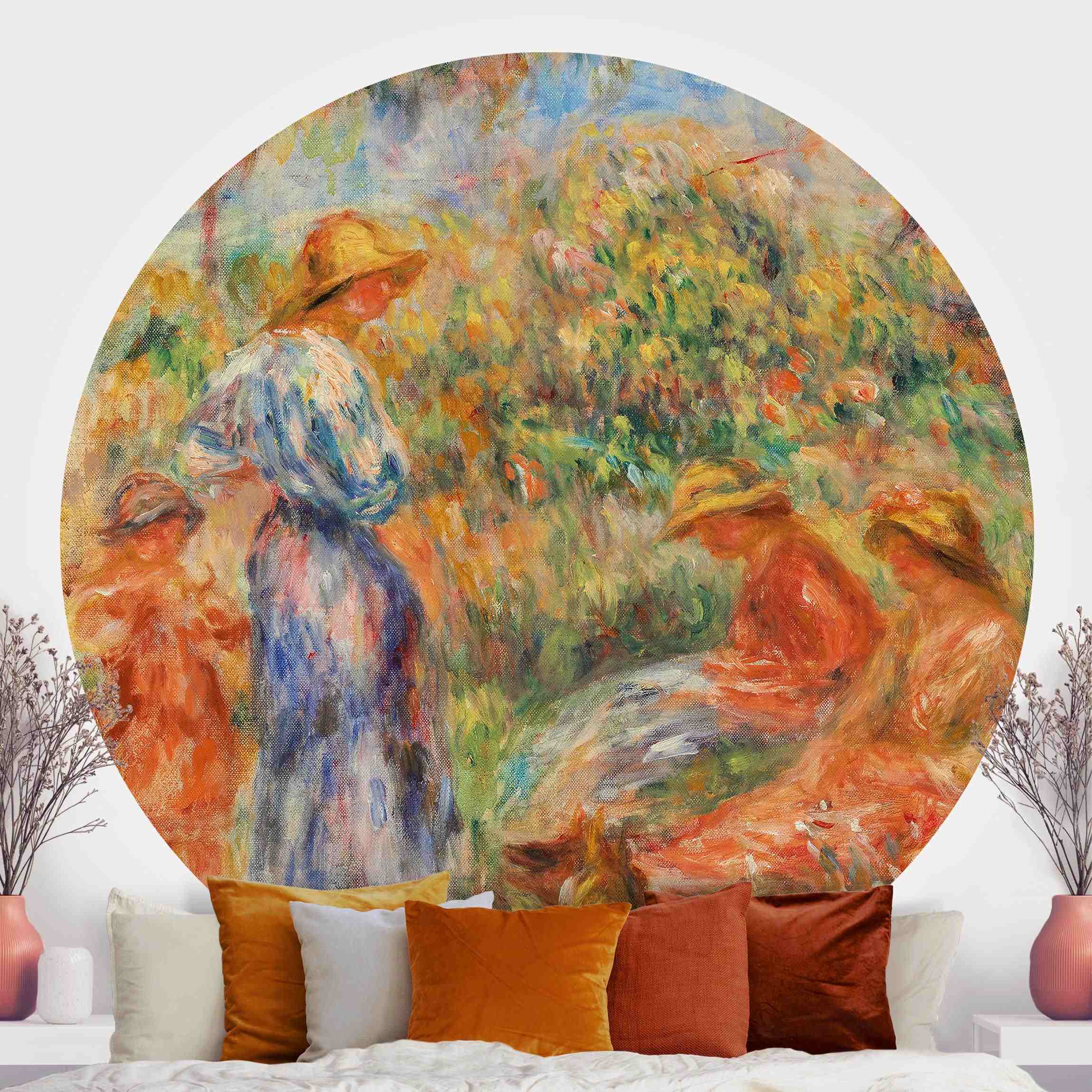 Runde Fototapete selbstklebend Auguste Renoir - Landschaft mit Frauen und Kind