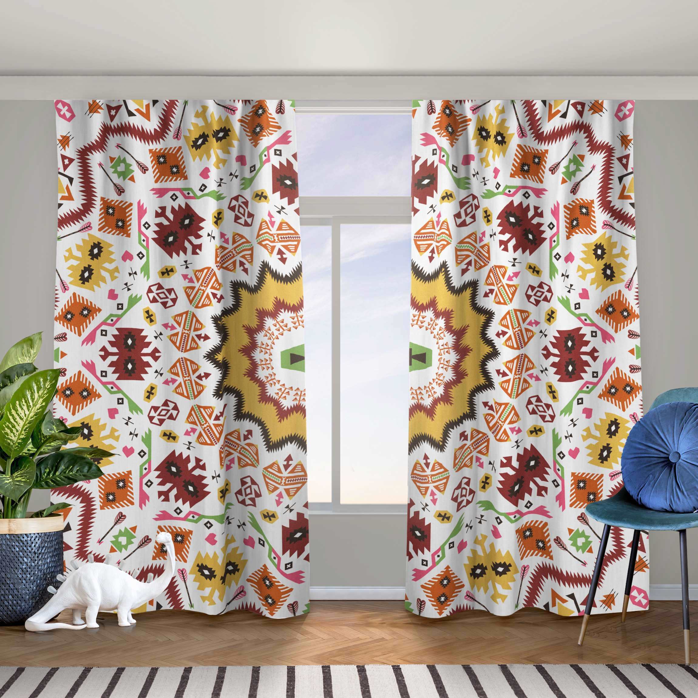 Vorhang Azteken Boho Mandala in bunt