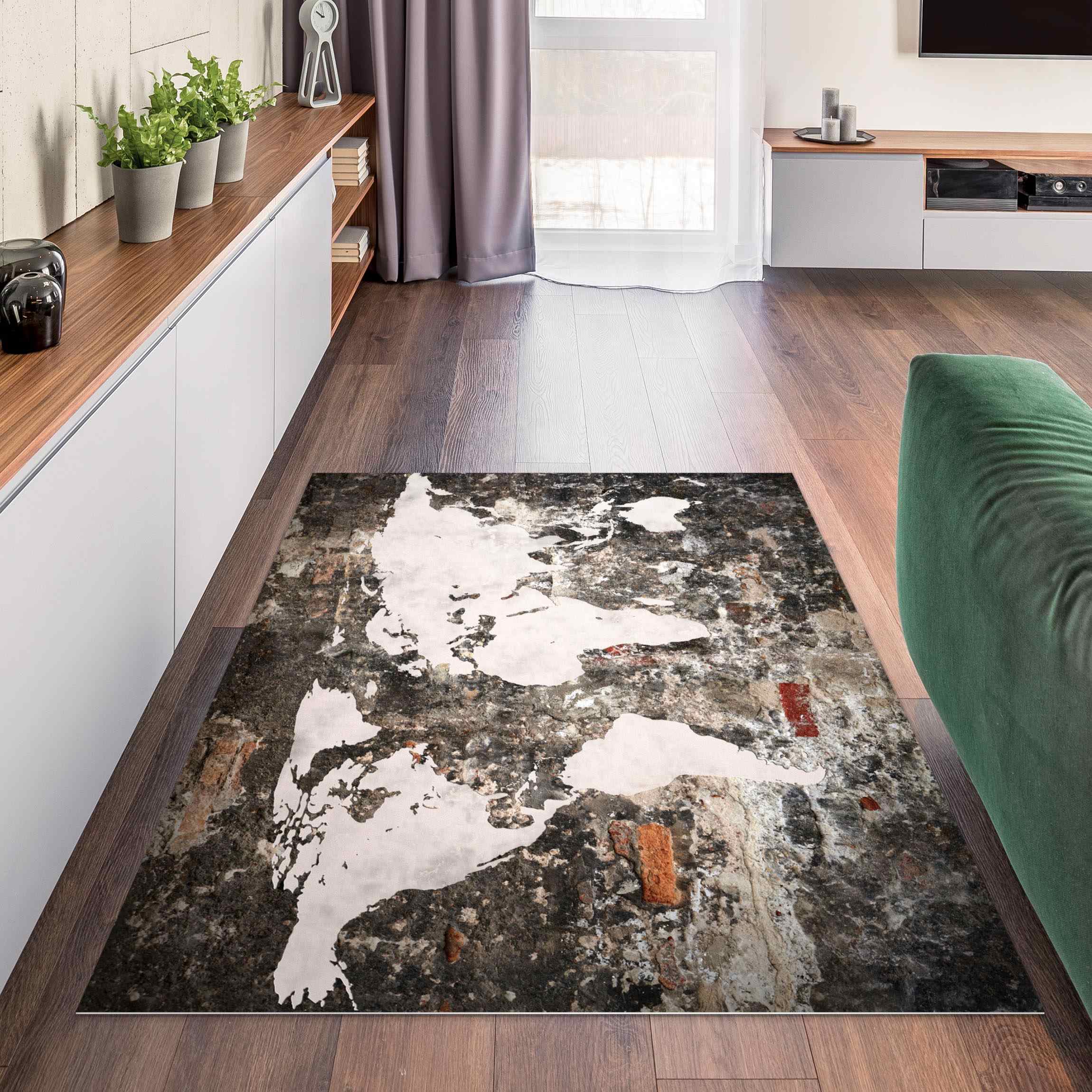Vinylteppich Alte Mauer Weltkarte