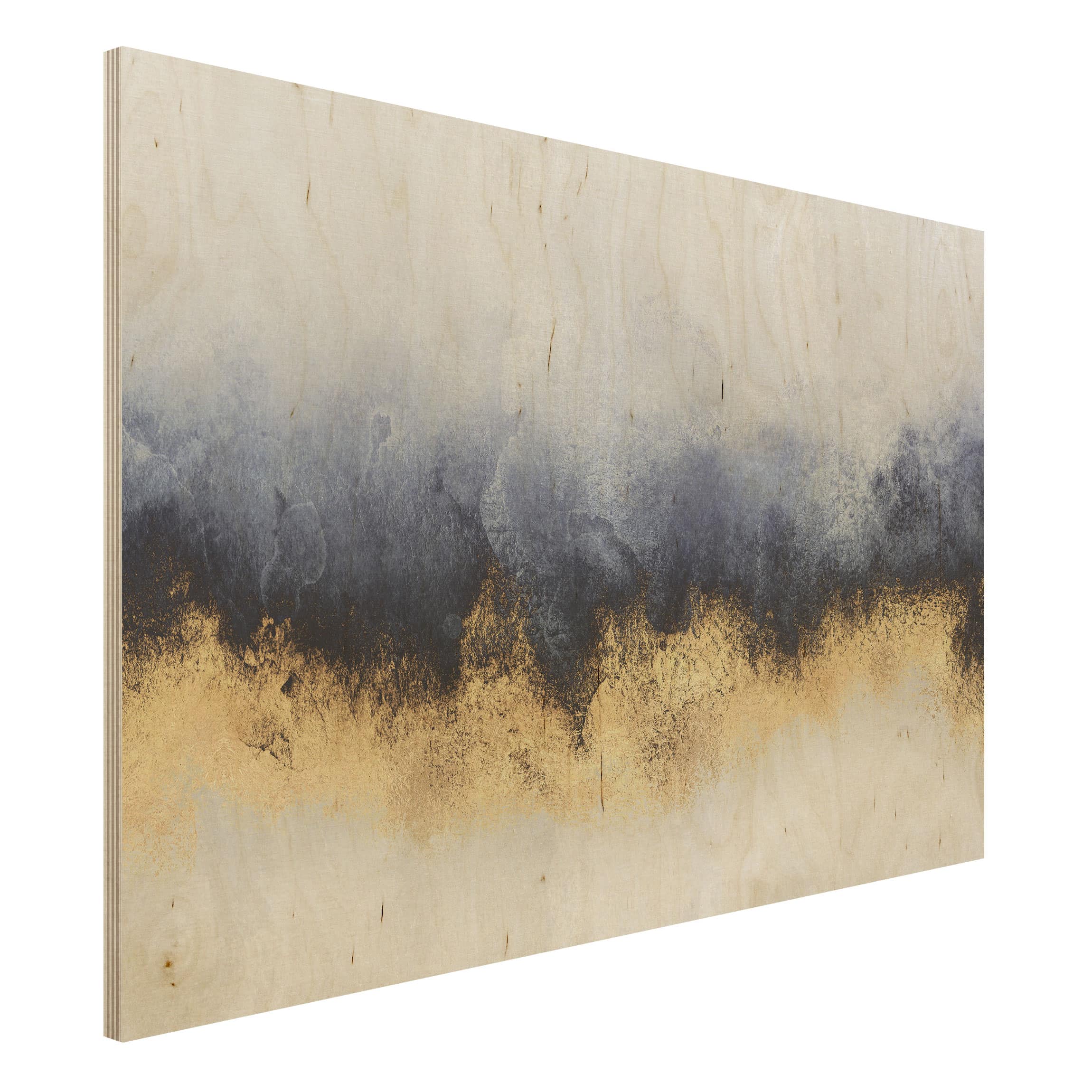 Holzbild - Querformat 3:2 Wolkenhimmel mit Gold