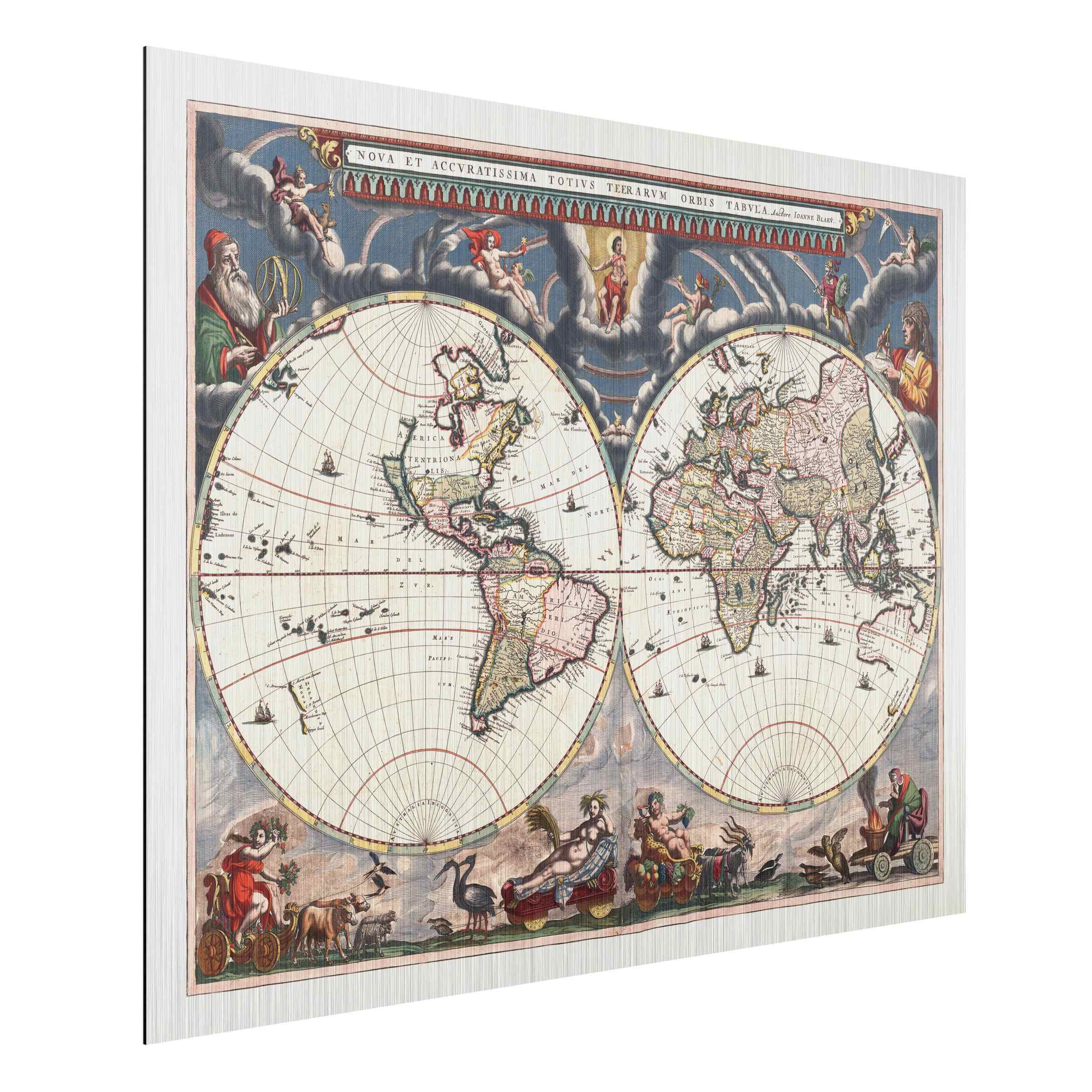 Alu-Dibond Outdoor Bild Historische Weltkarte Nova et Accuratissima von 1664