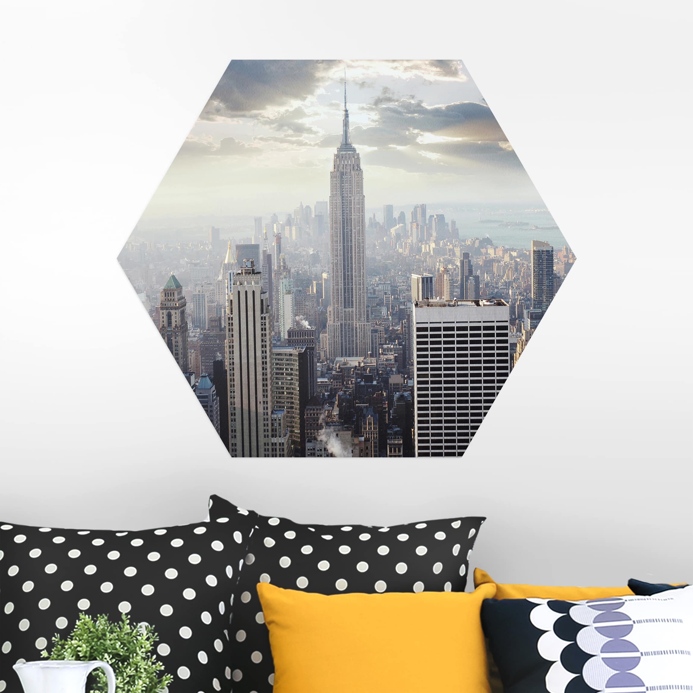 Hexagon-Alu-Dibond Bild Sonnenaufgang in New York