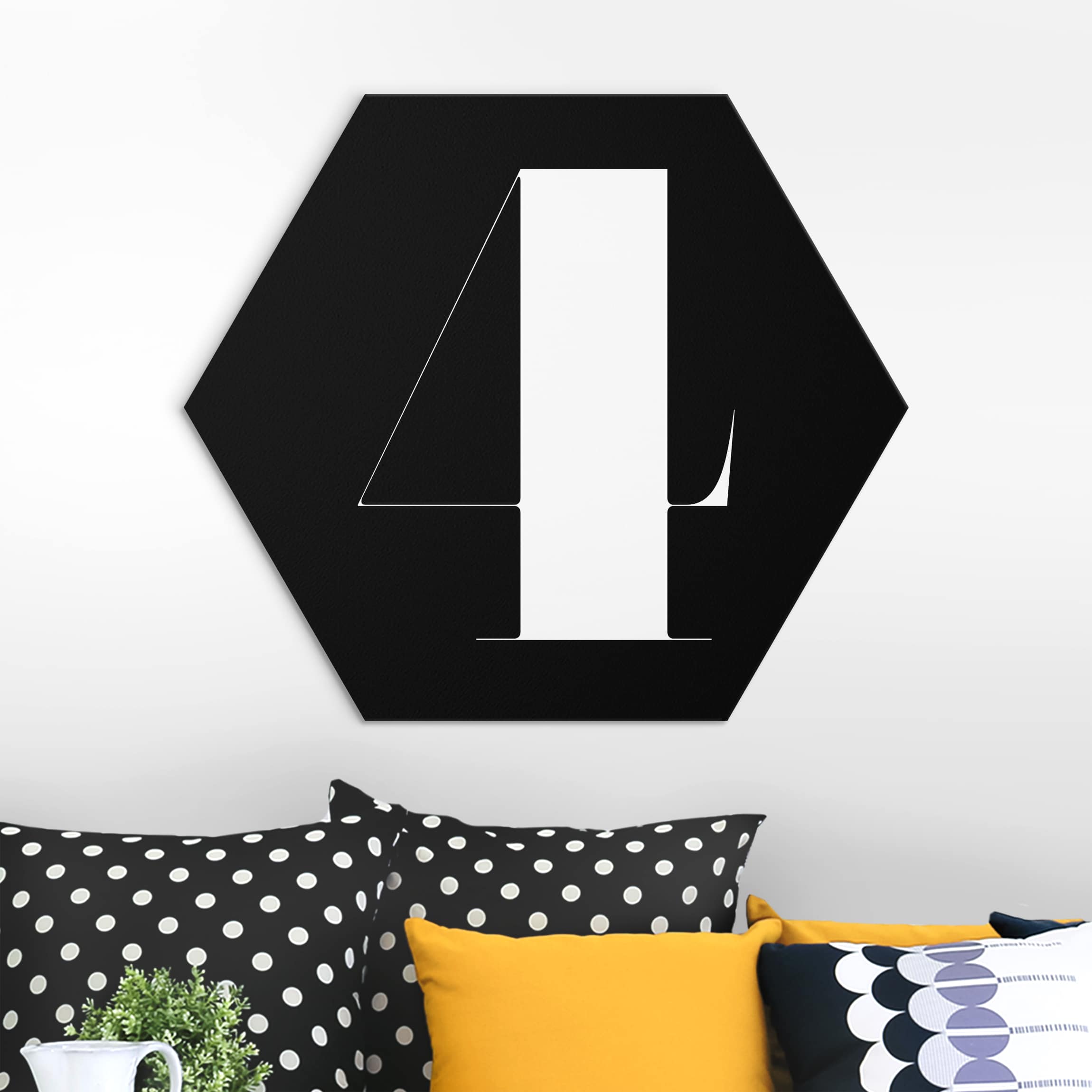 Hexagon-Alu-Dibond Bild Antiqua Zahl 4