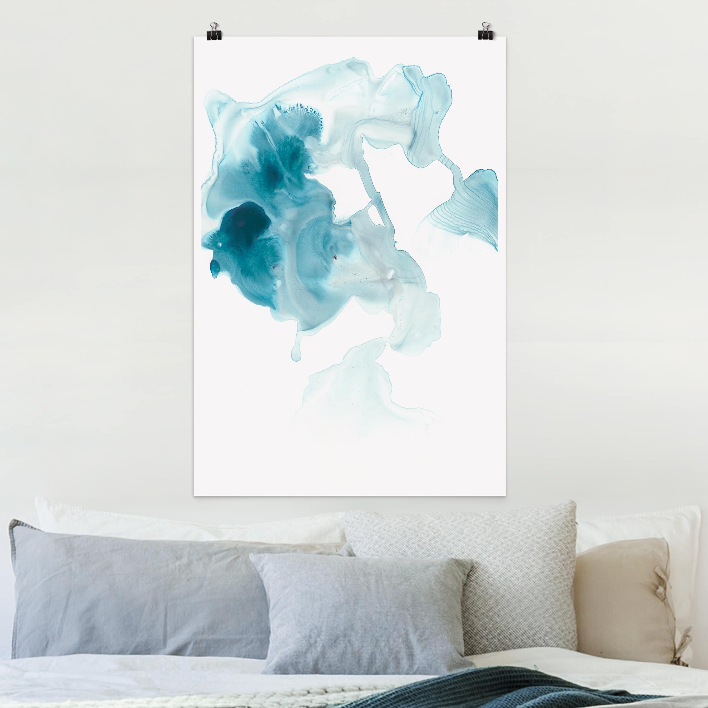 Poster - Hochformat Aquamarin im Dunst I