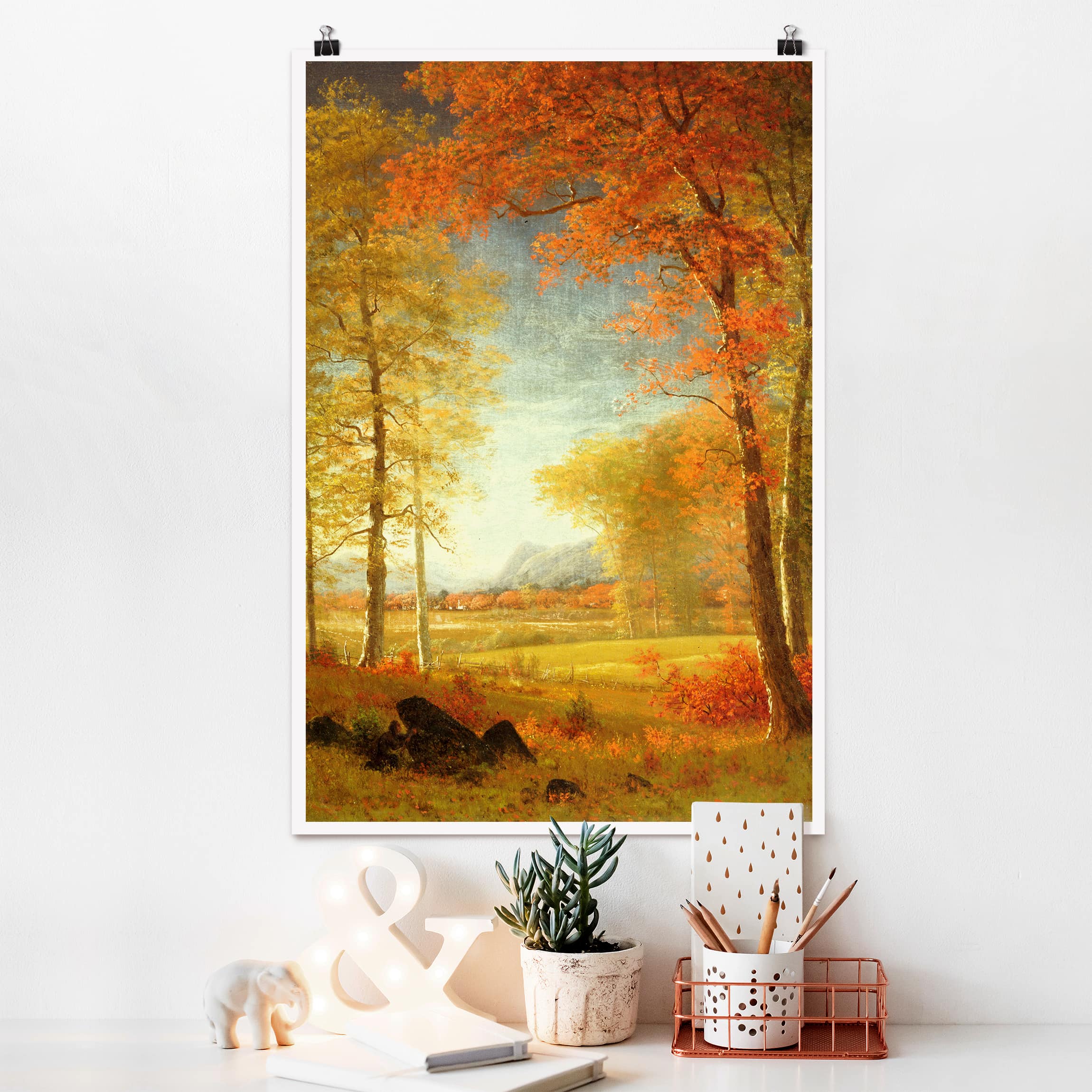 Poster - Hochformat Albert Bierstadt - Herbst in Oneida County, New York