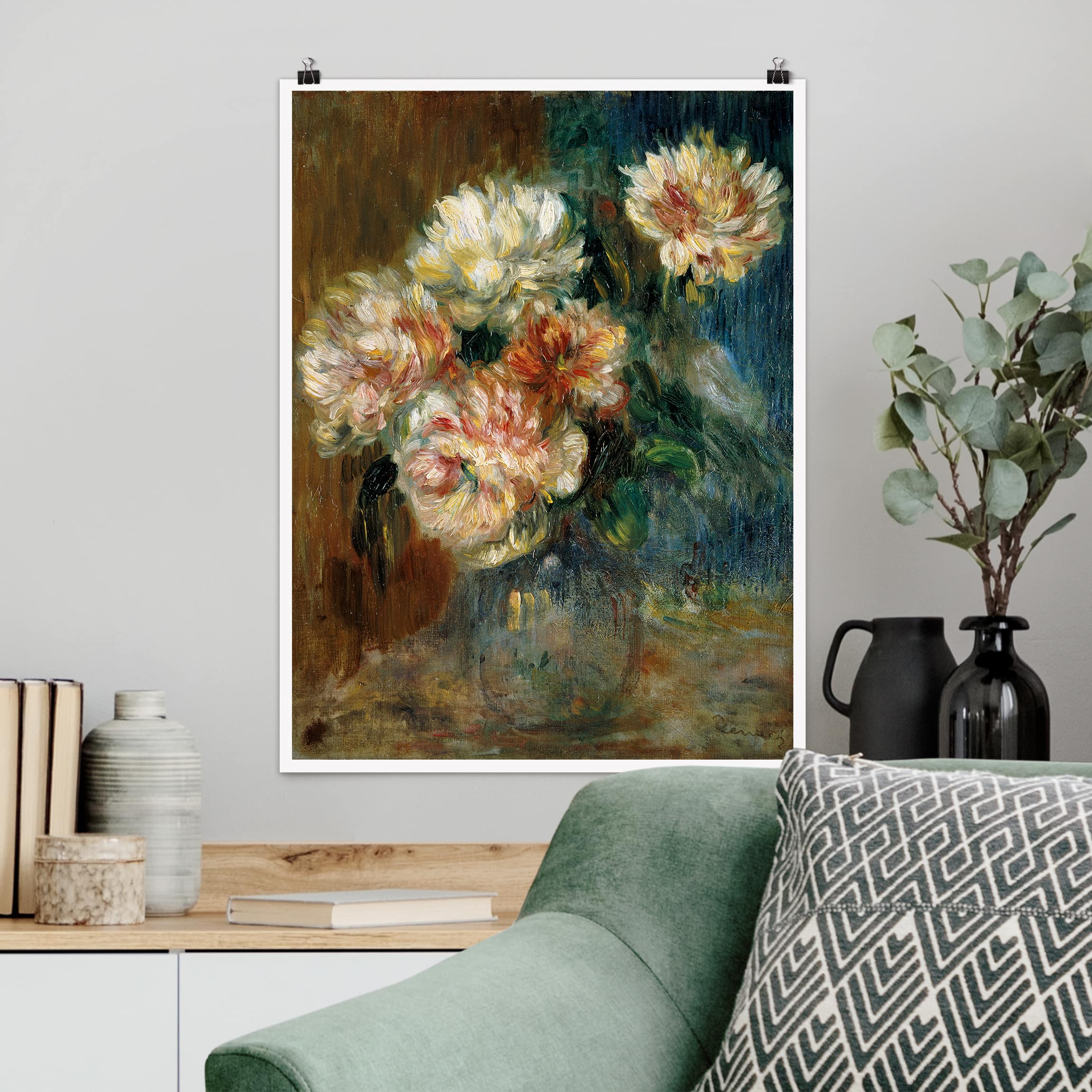 Poster - Hochformat Auguste Renoir - Vase Pfingstrosen