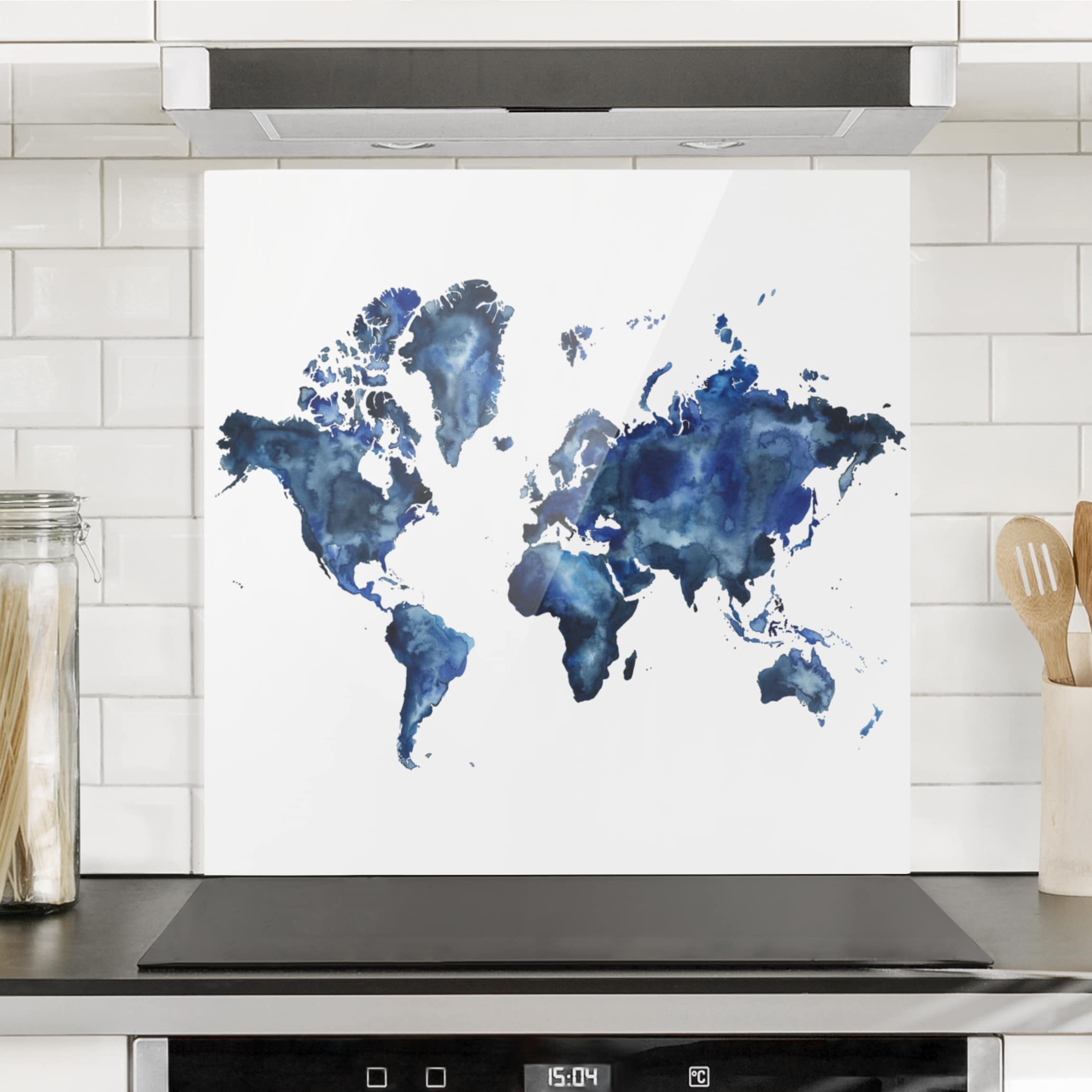 Spritzschutz Wasser-Weltkarte hell