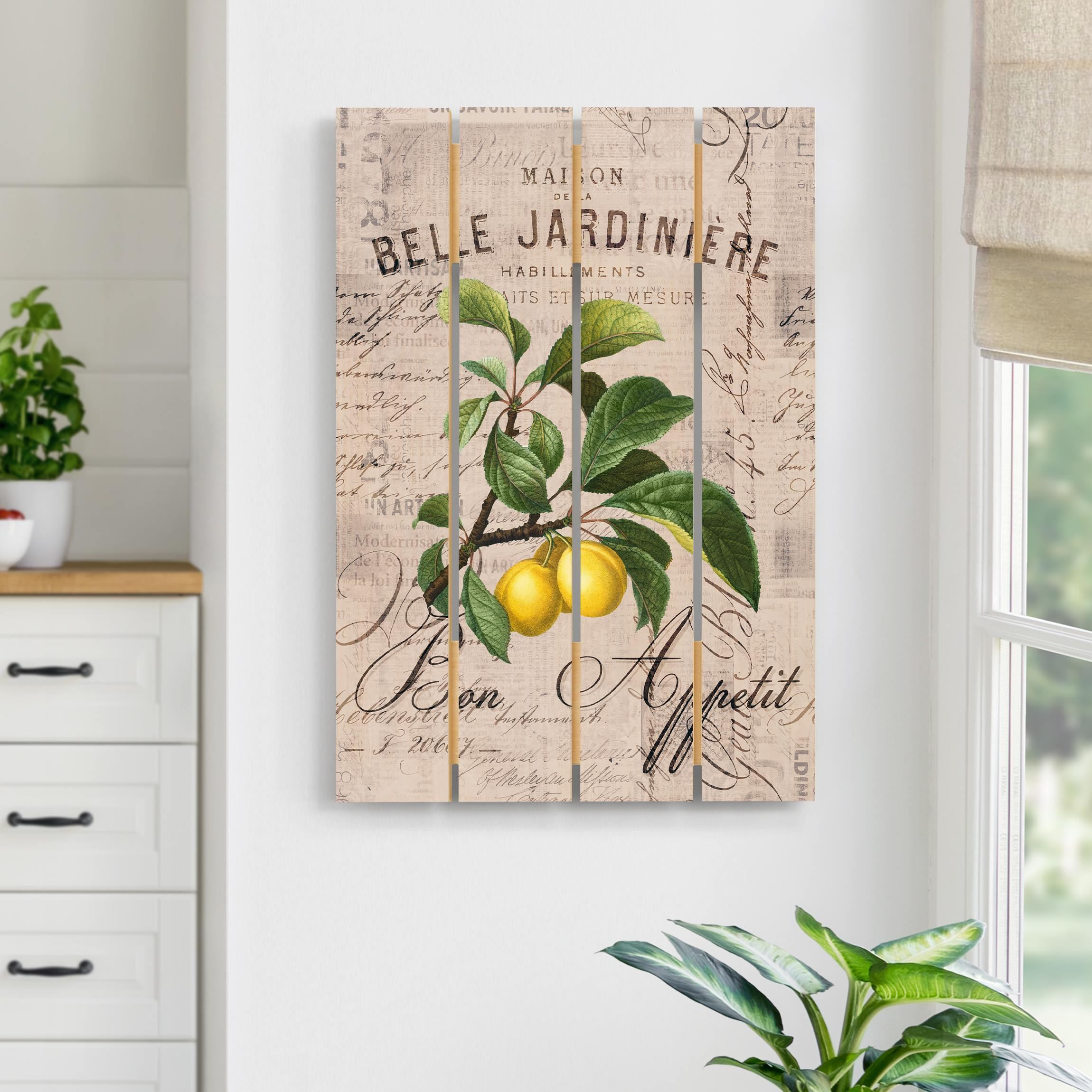 Holzbild Plankenoptik Shabby Chic Collage - Pflaumen