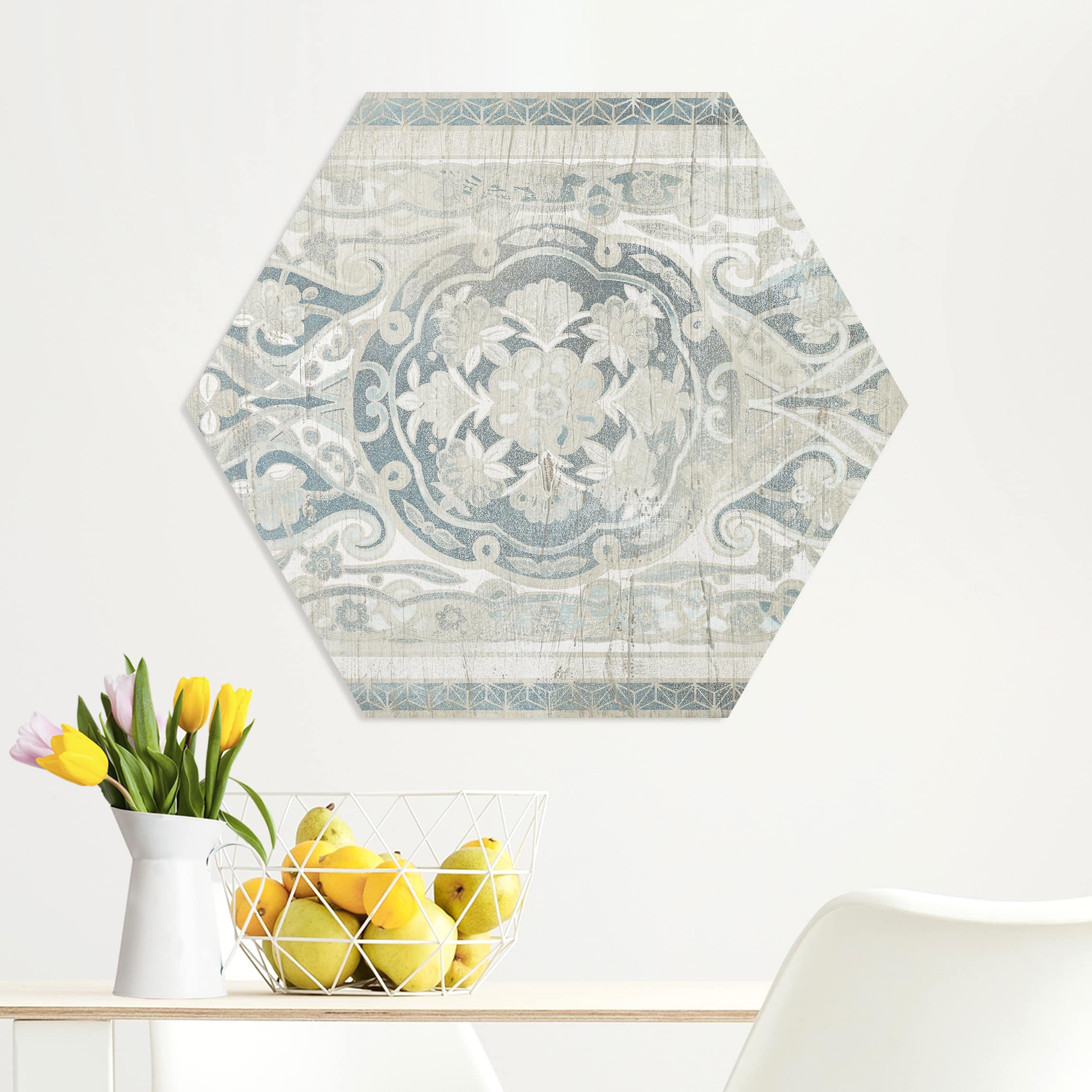 Hexagon-Forexbild Holzpaneel Persisch Vintage IV