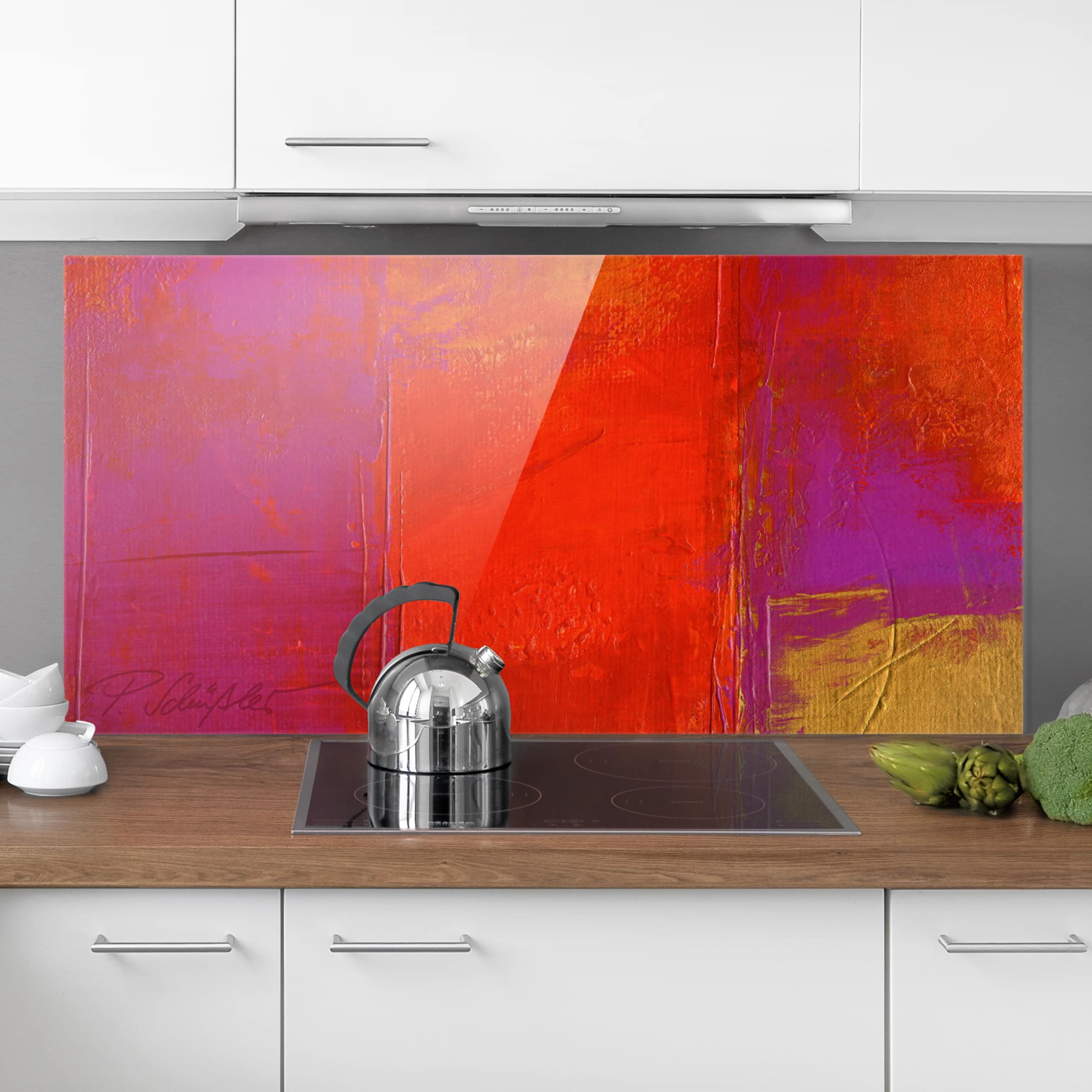 Glas Spritzschutz - Querformat 2:1 Magenta Energy