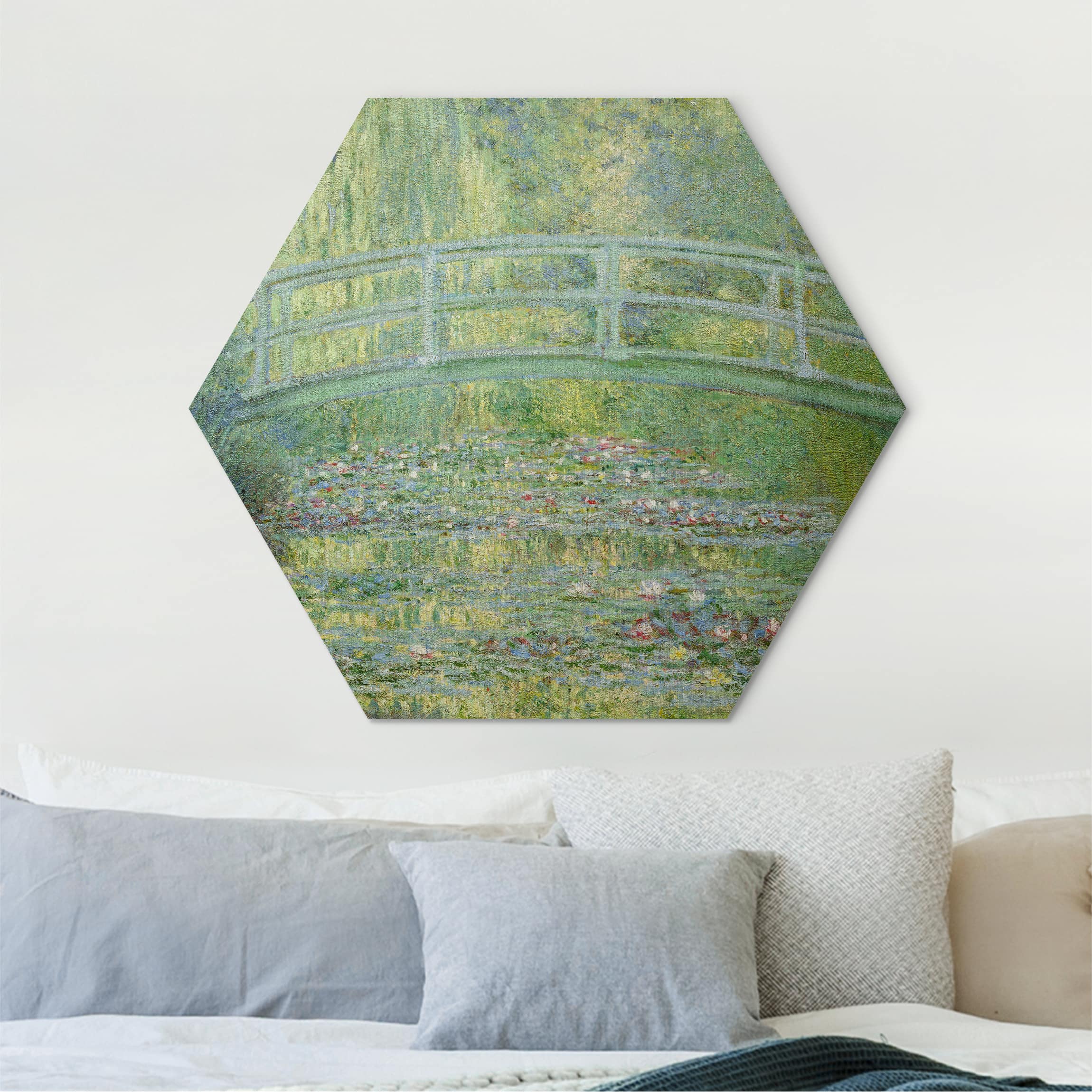 Hexagon-Alu-Dibond Bild Claude Monet - Japanische Brücke