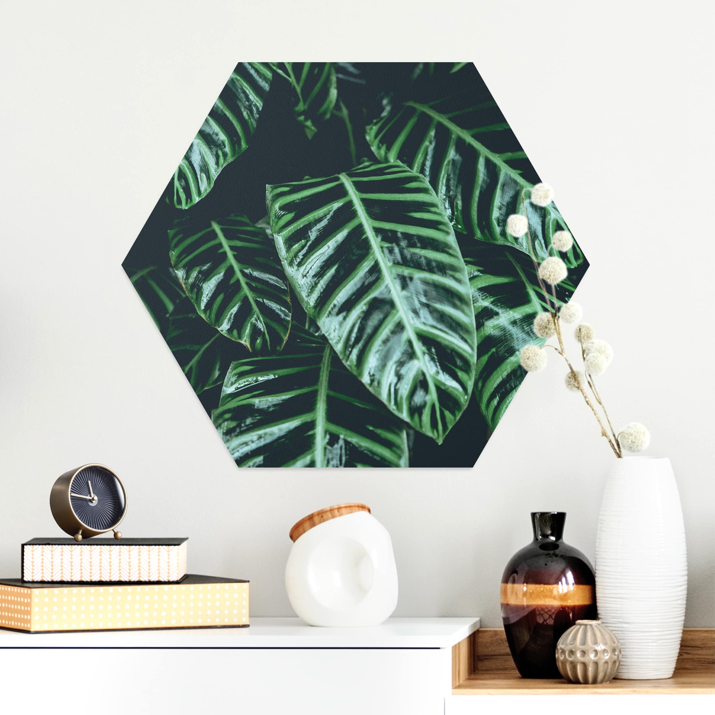 Hexagon-Alu-Dibond Bild Tropische Pflanzen IV