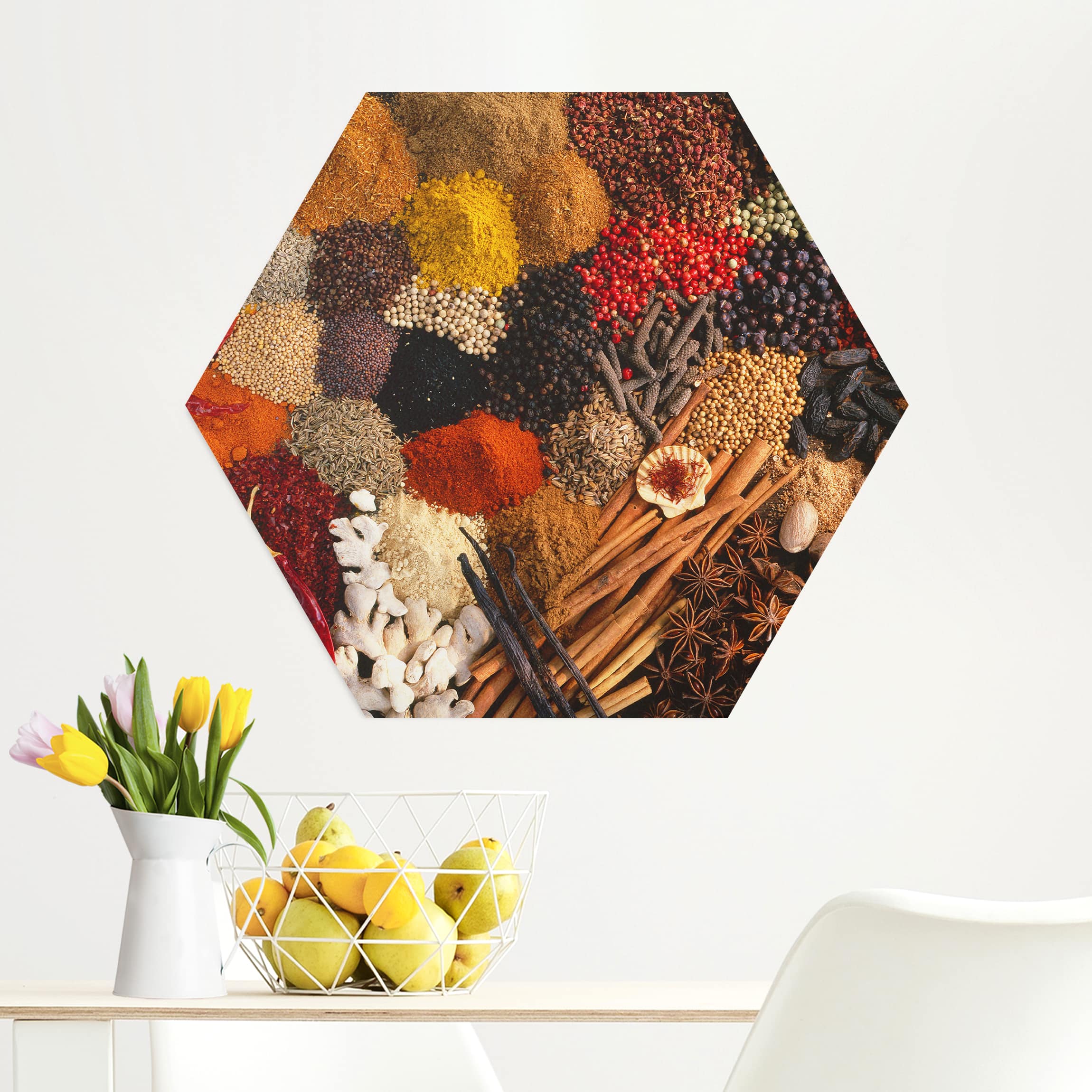 Hexagon-Alu-Dibond Bild Exotische Gewürze