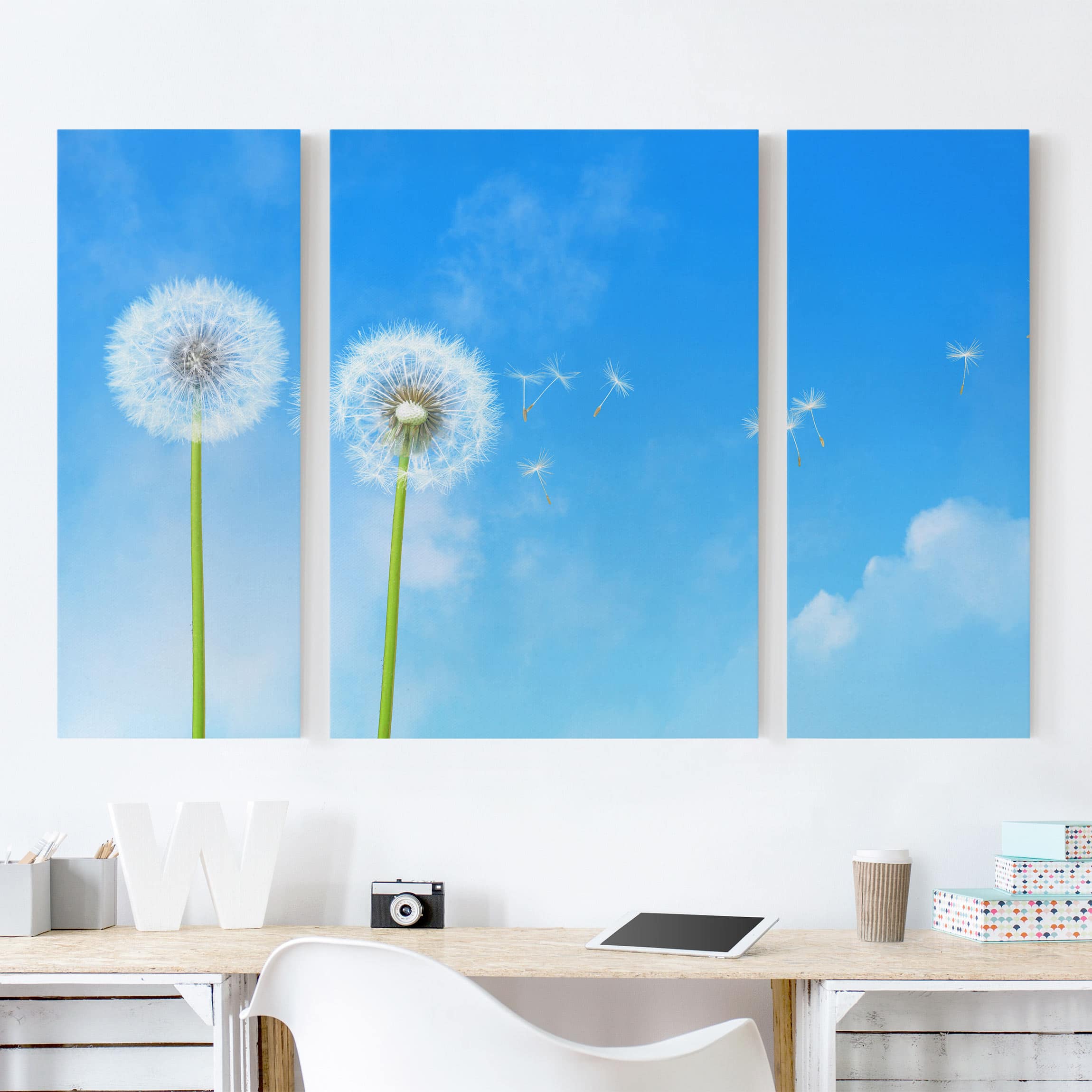 3-teiliges Leinwandbild Blumen Flying Seeds