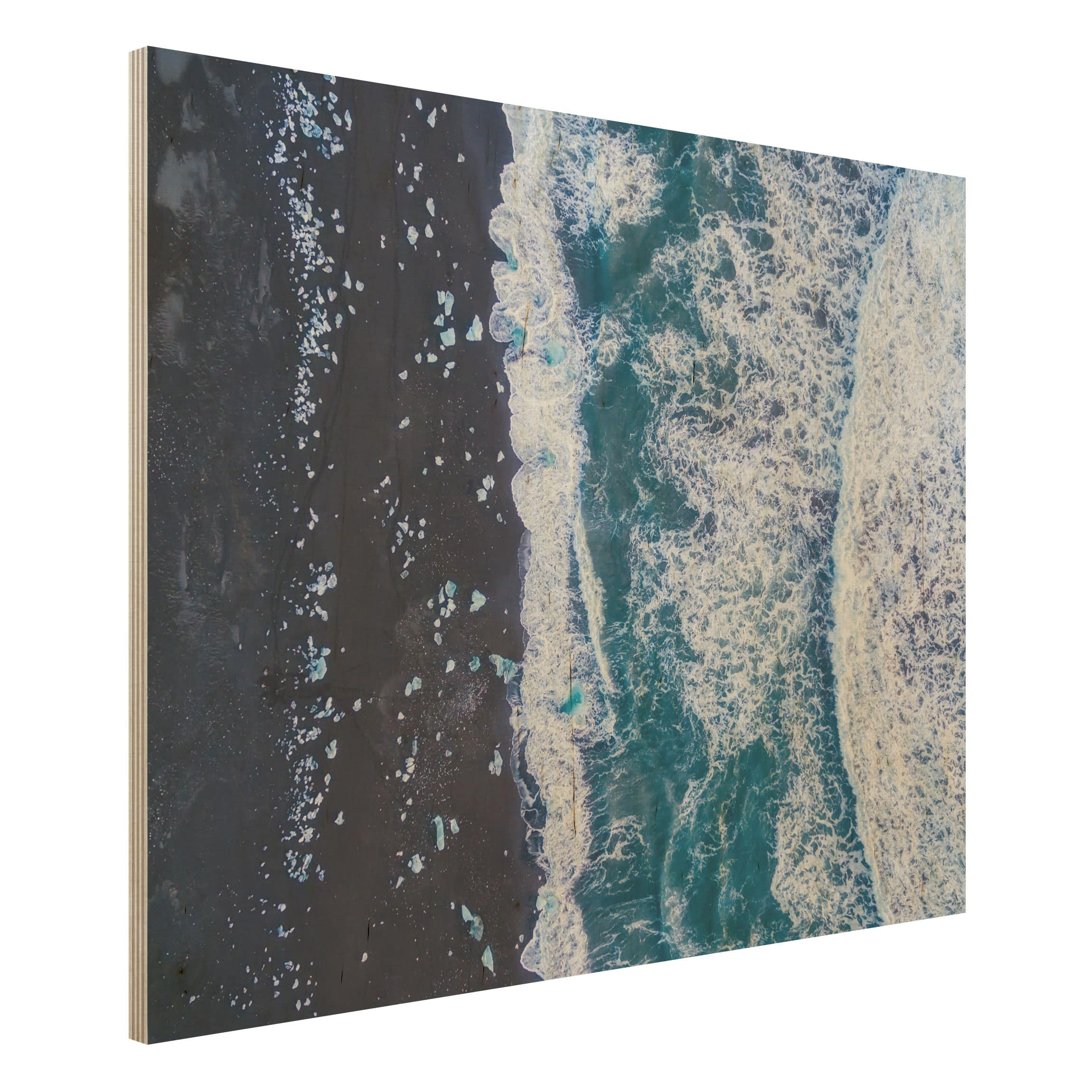 Holzbild - Querformat 4:3 Luftbild - Jökulsárlón in Island vertikal