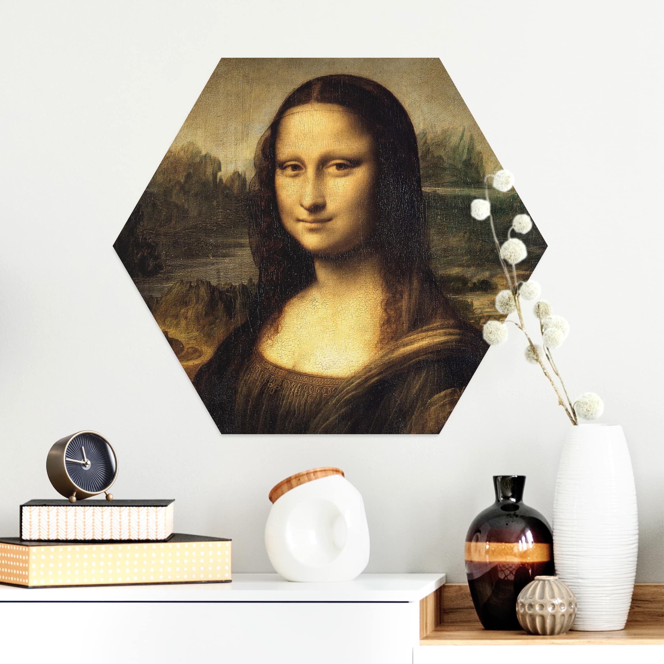Hexagon-Alu-Dibond Bild Leonardo da Vinci - Mona Lisa