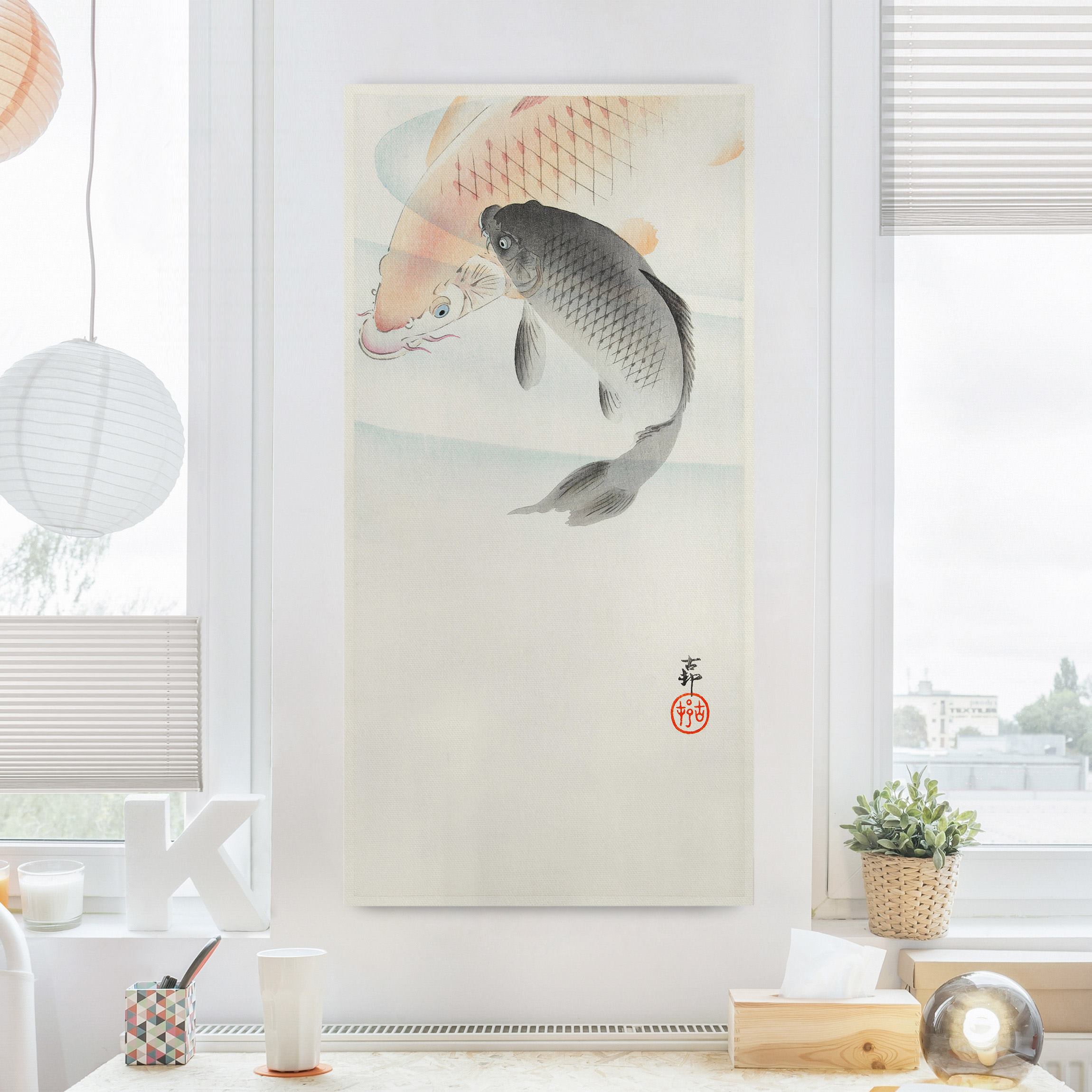 Leinwandbild Vintage Illustration Asiatische Fische I