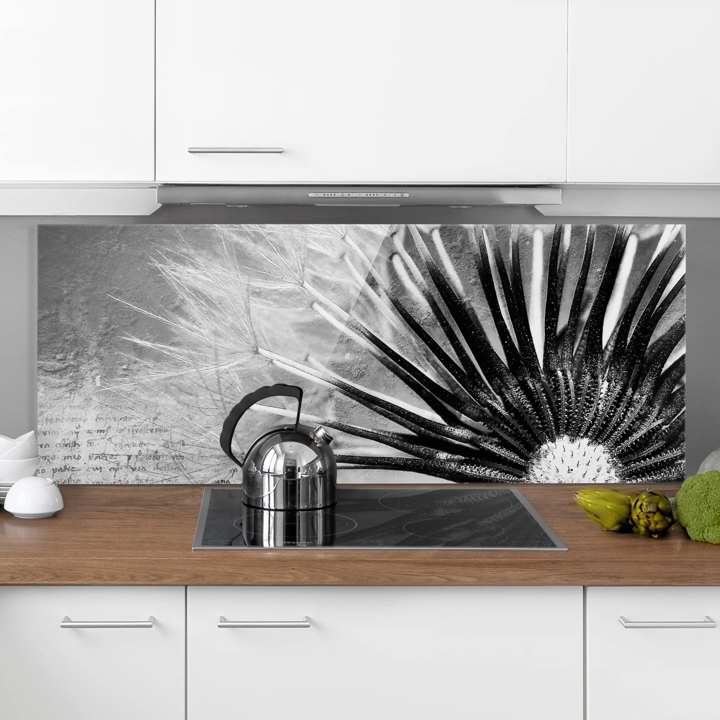 Glas Spritzschutz Pusteblume Schwarz & Weiß