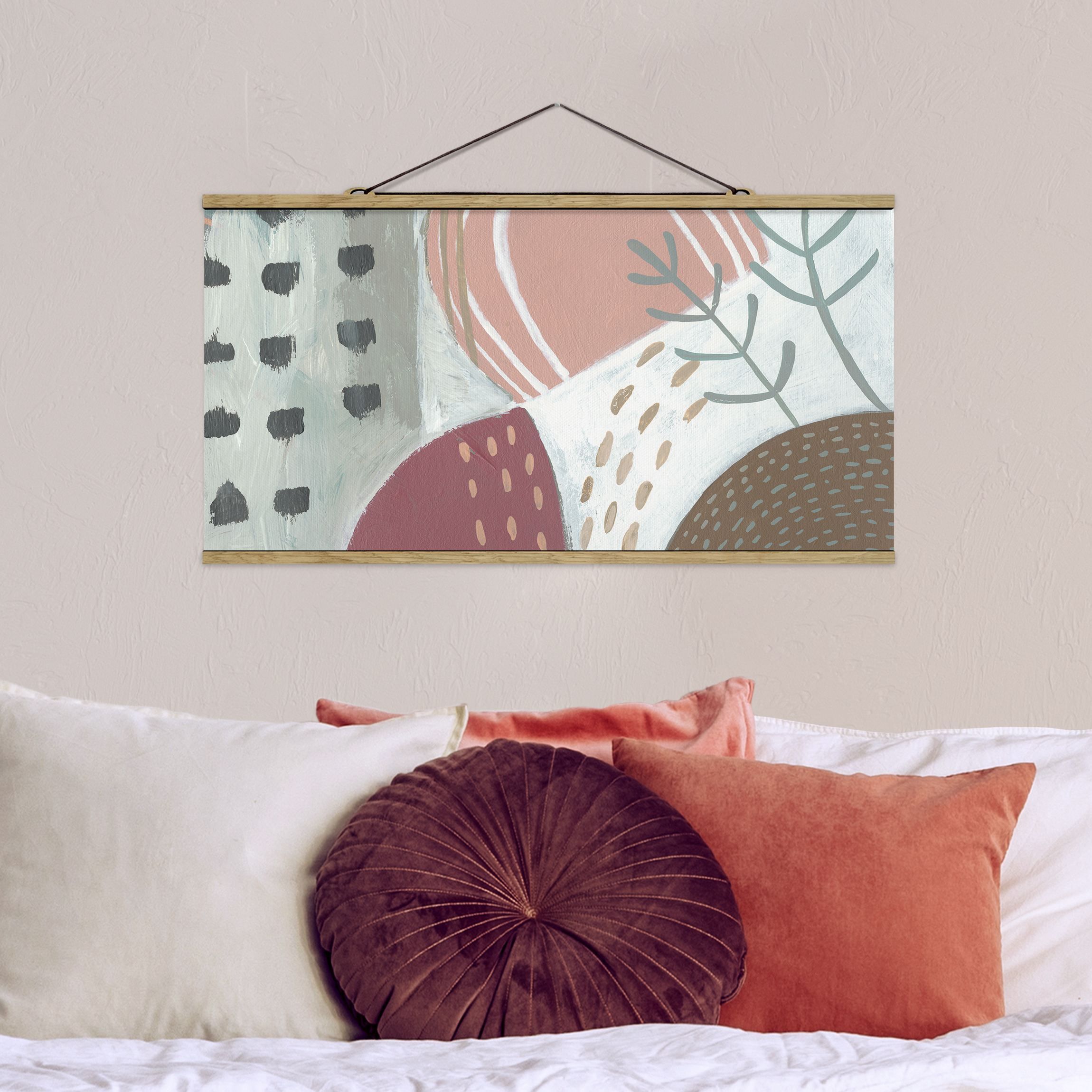 Stoffbild - Querformat Karneval der Formen in Beere I