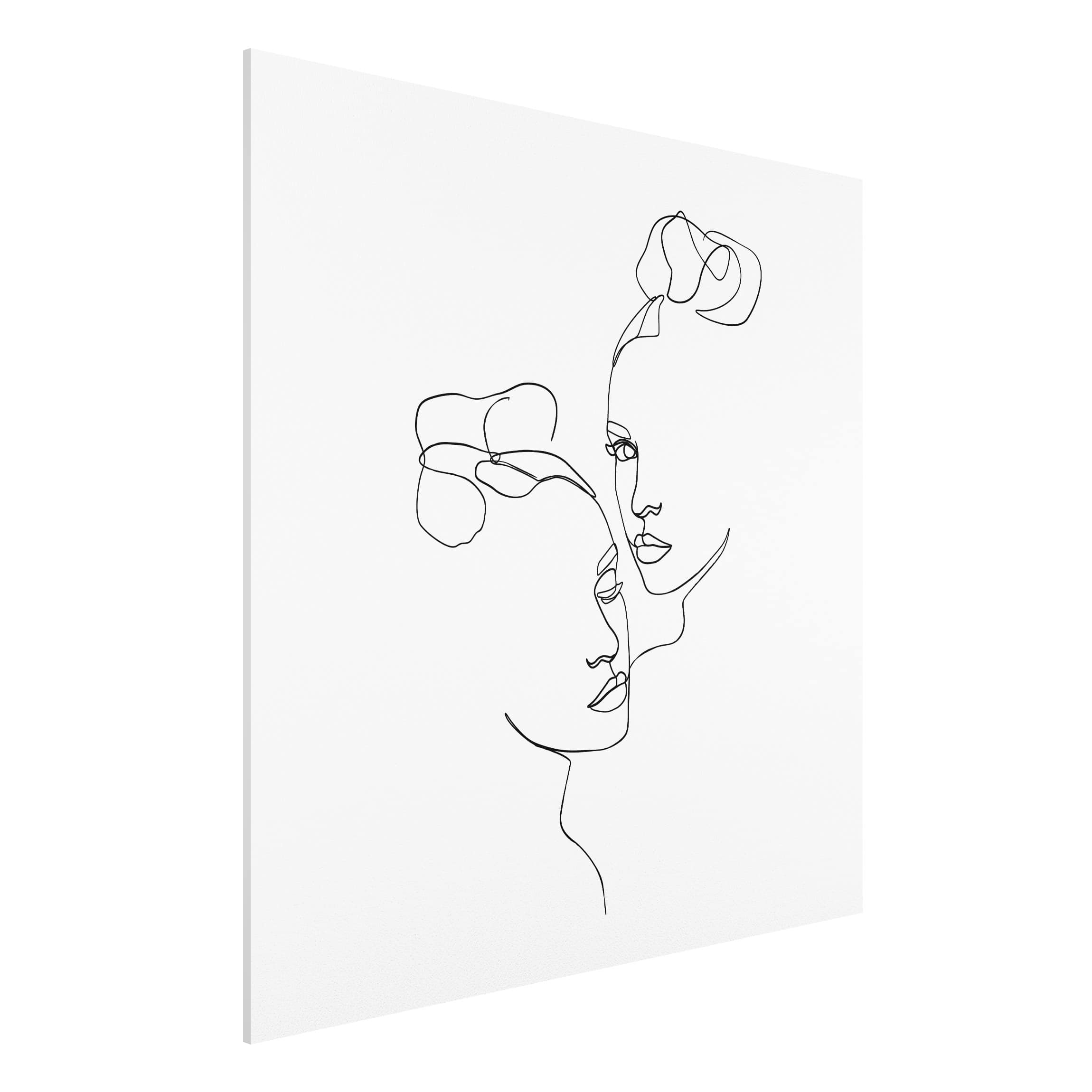 Forexbild - Quadrat Line Art Gesichter Frauen Schwarz Weiß